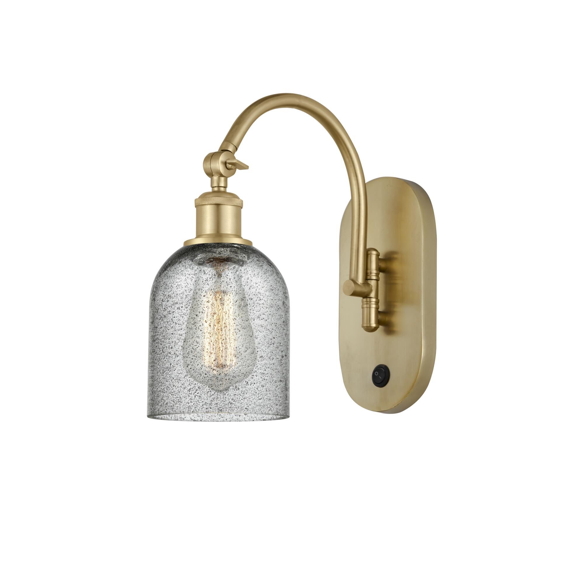 Shown in Satin Gold finish and Charcoal glass