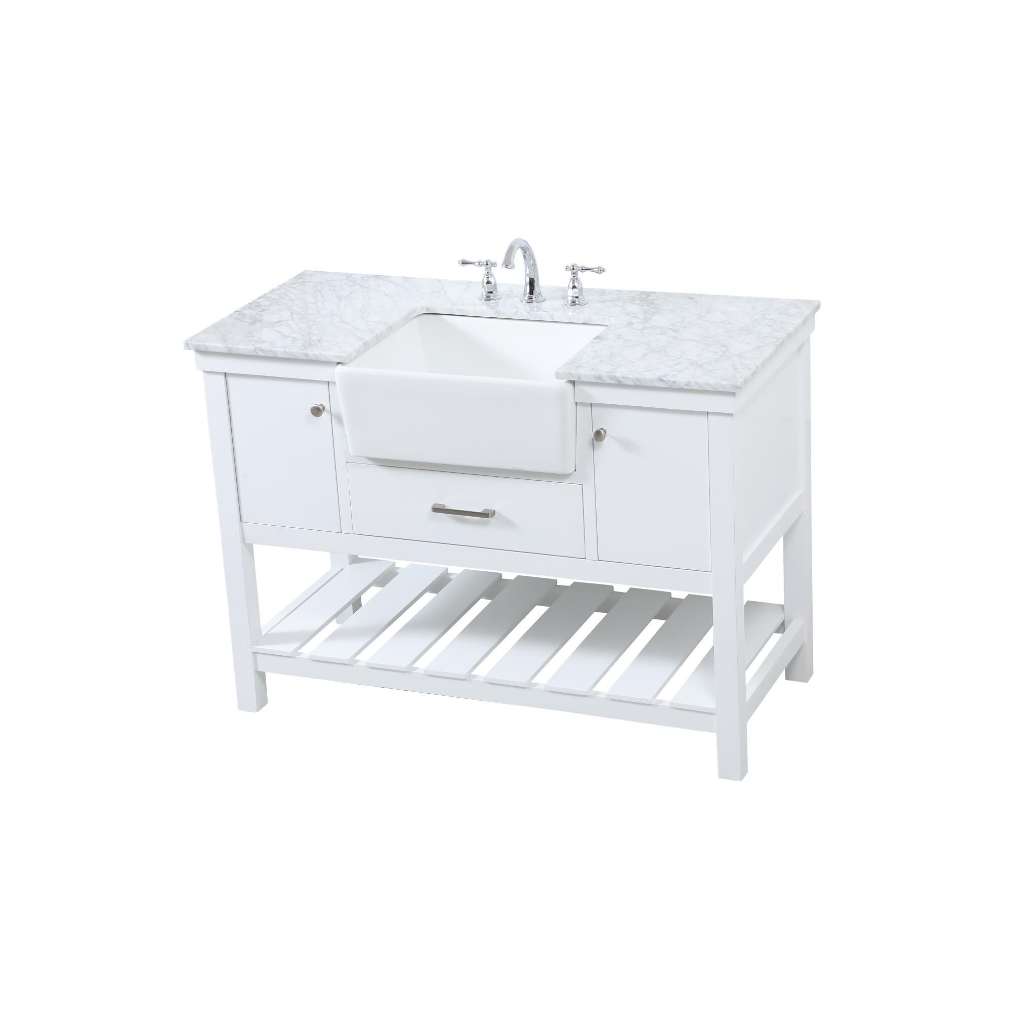 Shown in White finish and Without Backsplash accent