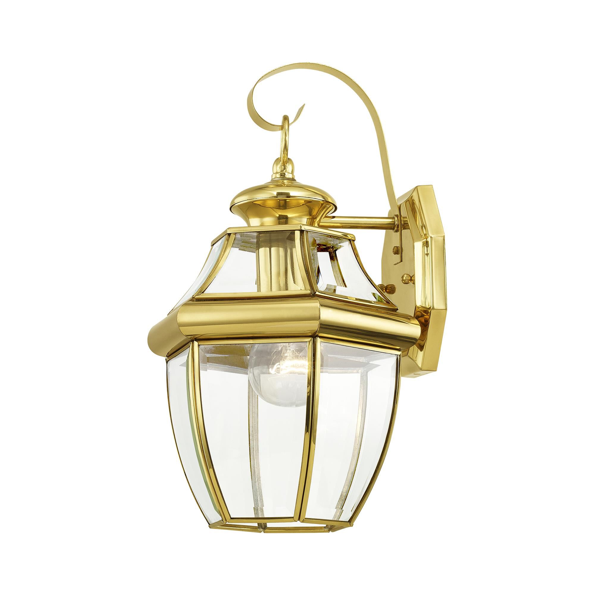 Shown in Polished Brass finish and Clear Beveled glass