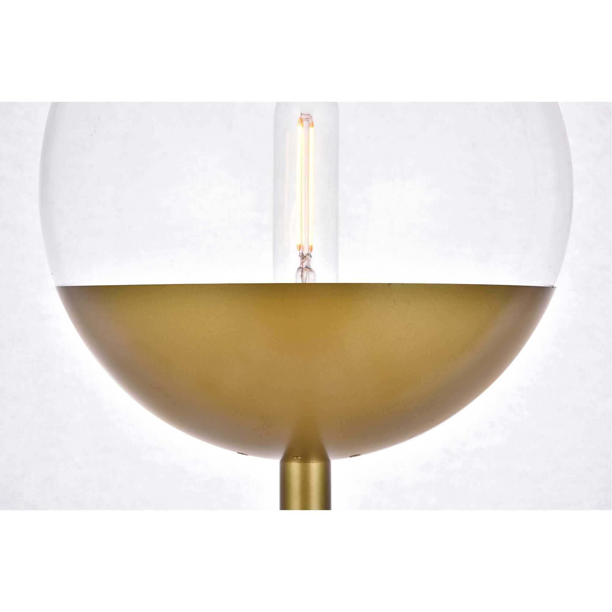 Shown in Brass finish and Clear glass