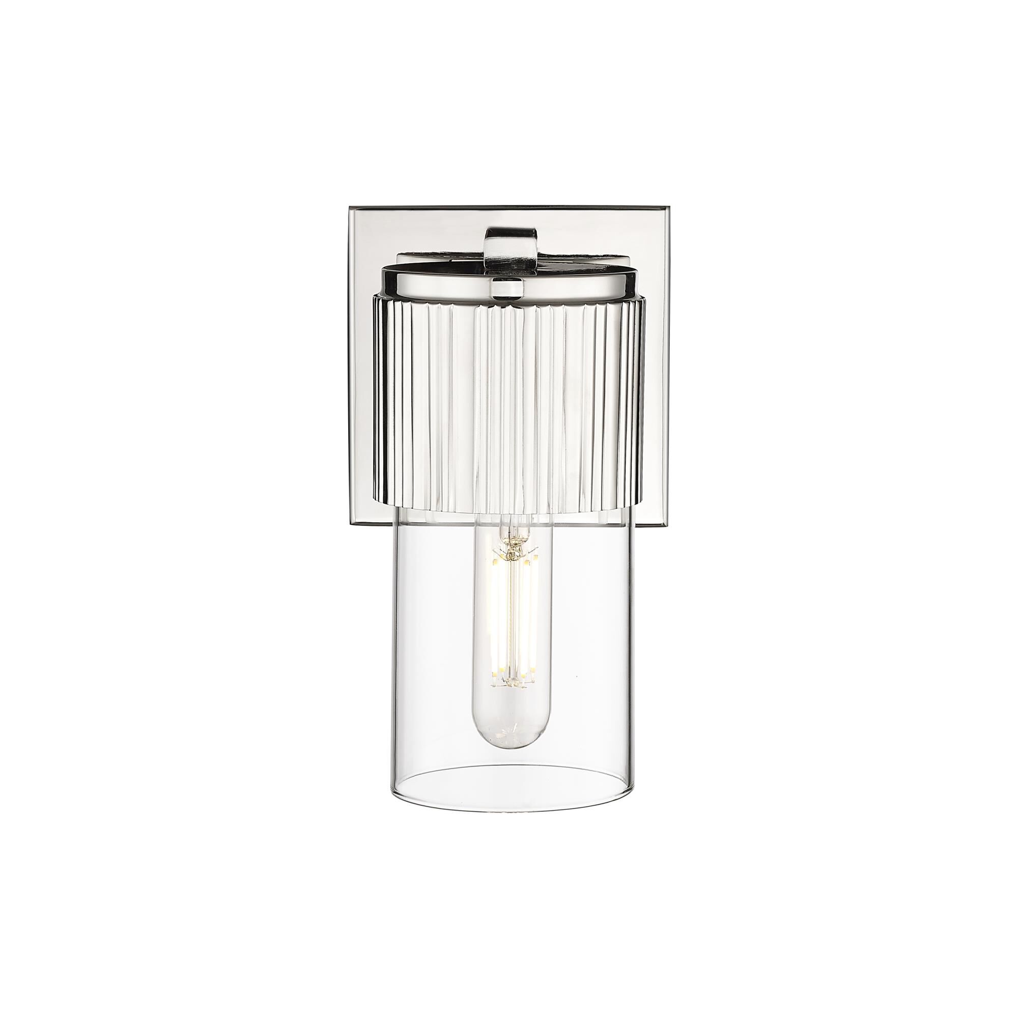 Shown in Polished Nickel finish and Clear glass