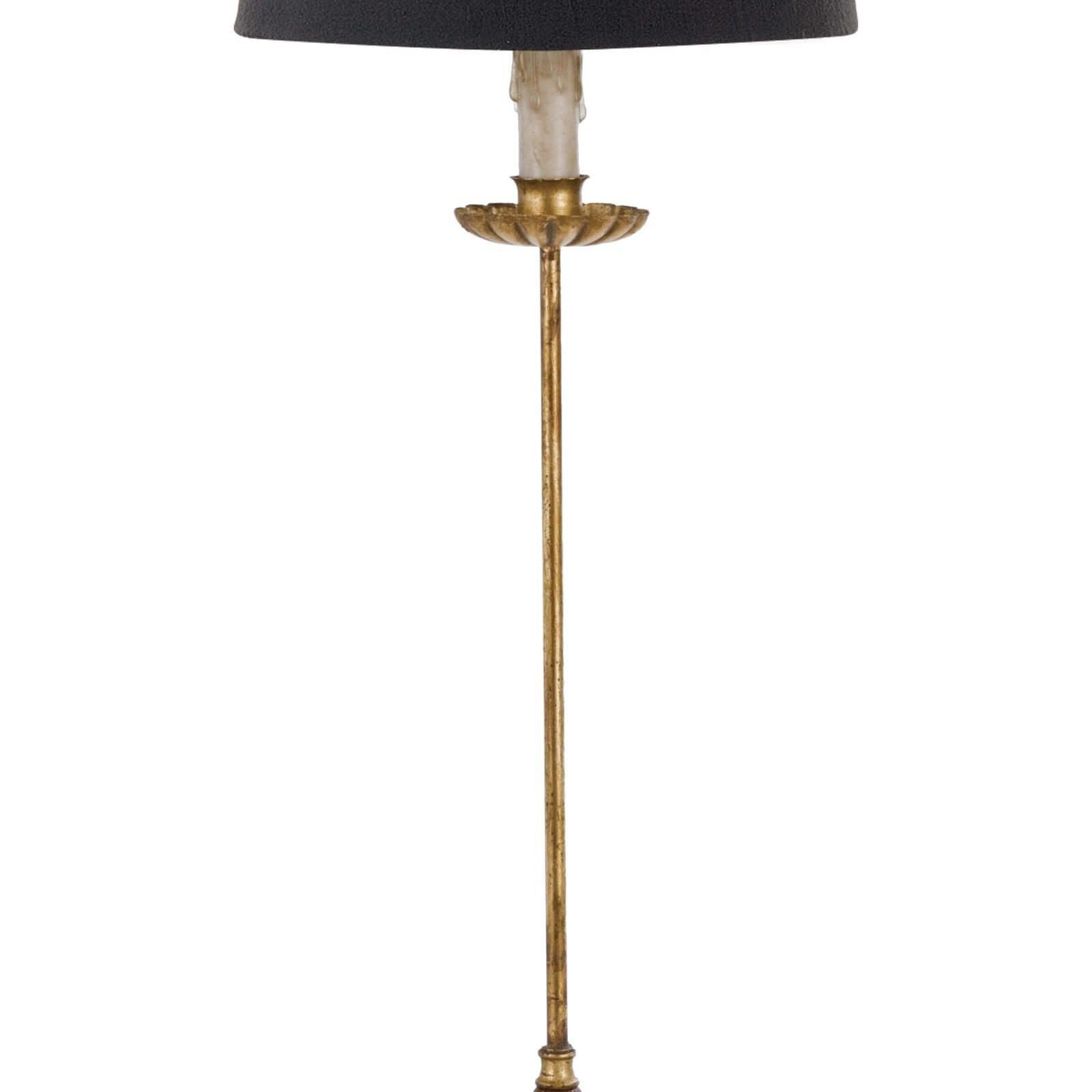 Shown in Antique Gold Leaf finish and Linen shade