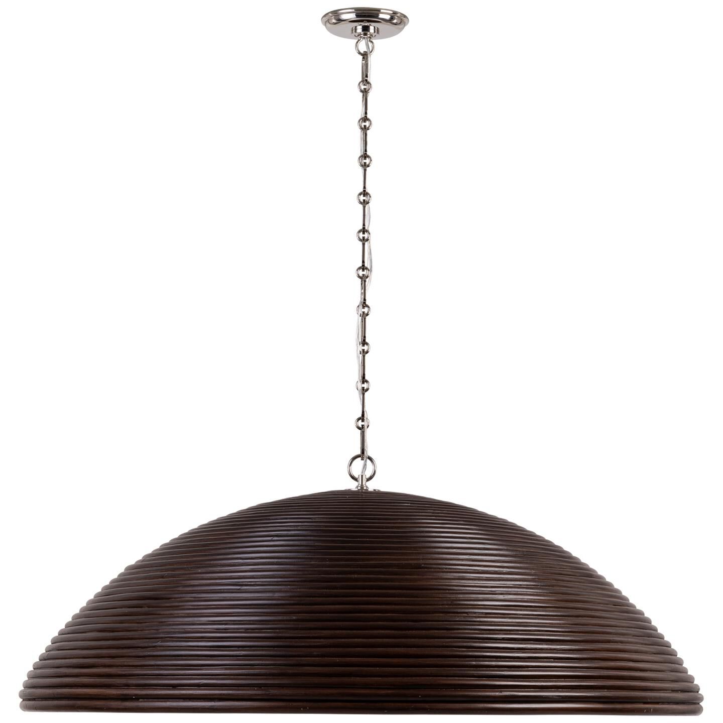 Shown in Polished Nickel finish and Espresso Rattan shade