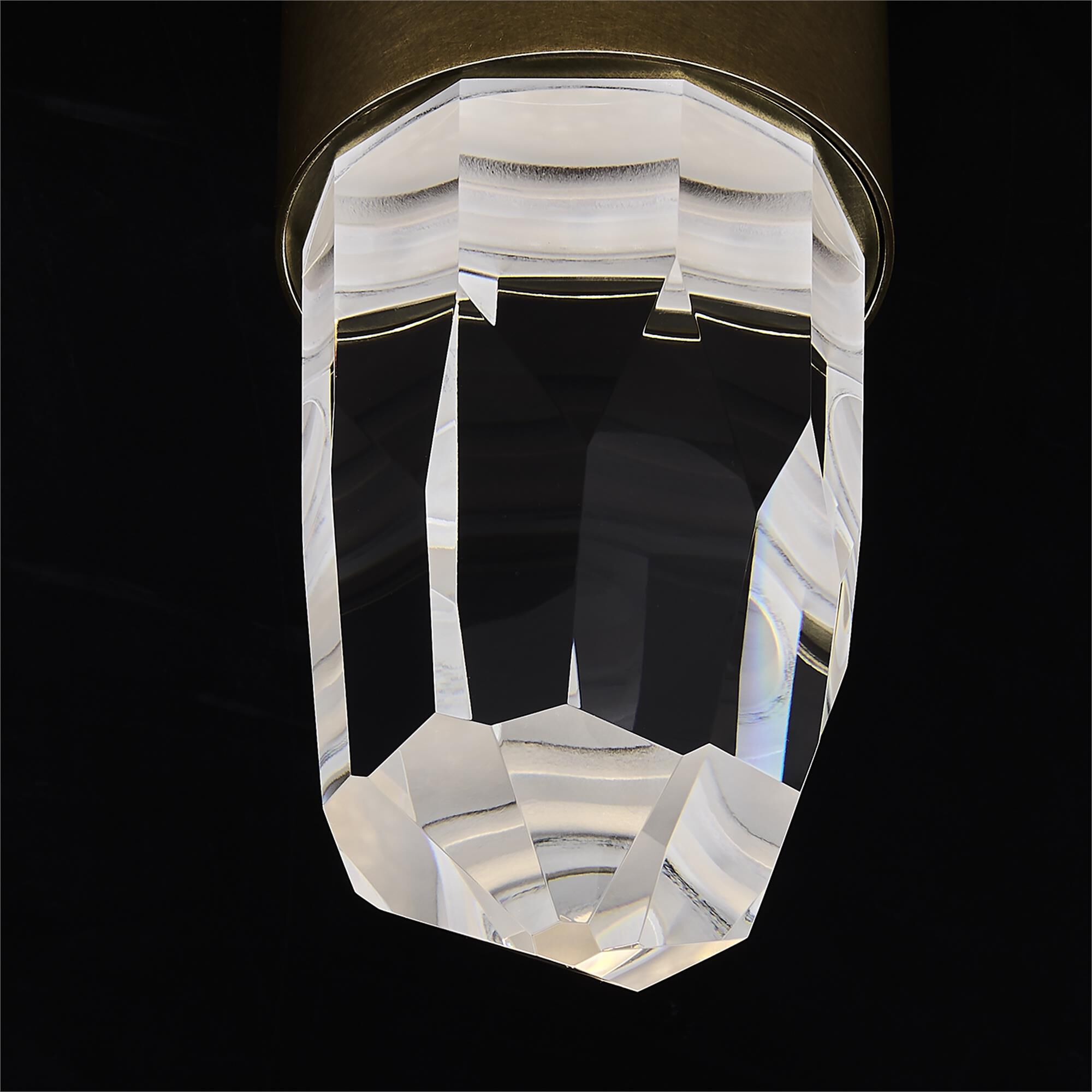 Shown in True Brass finish and Clear crystal