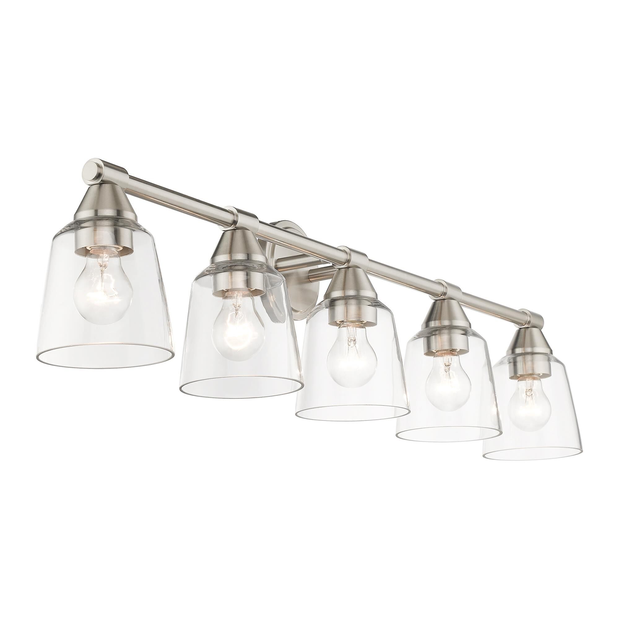 Shown in Brushed Nickel finish and Hand Blown Clear  glass