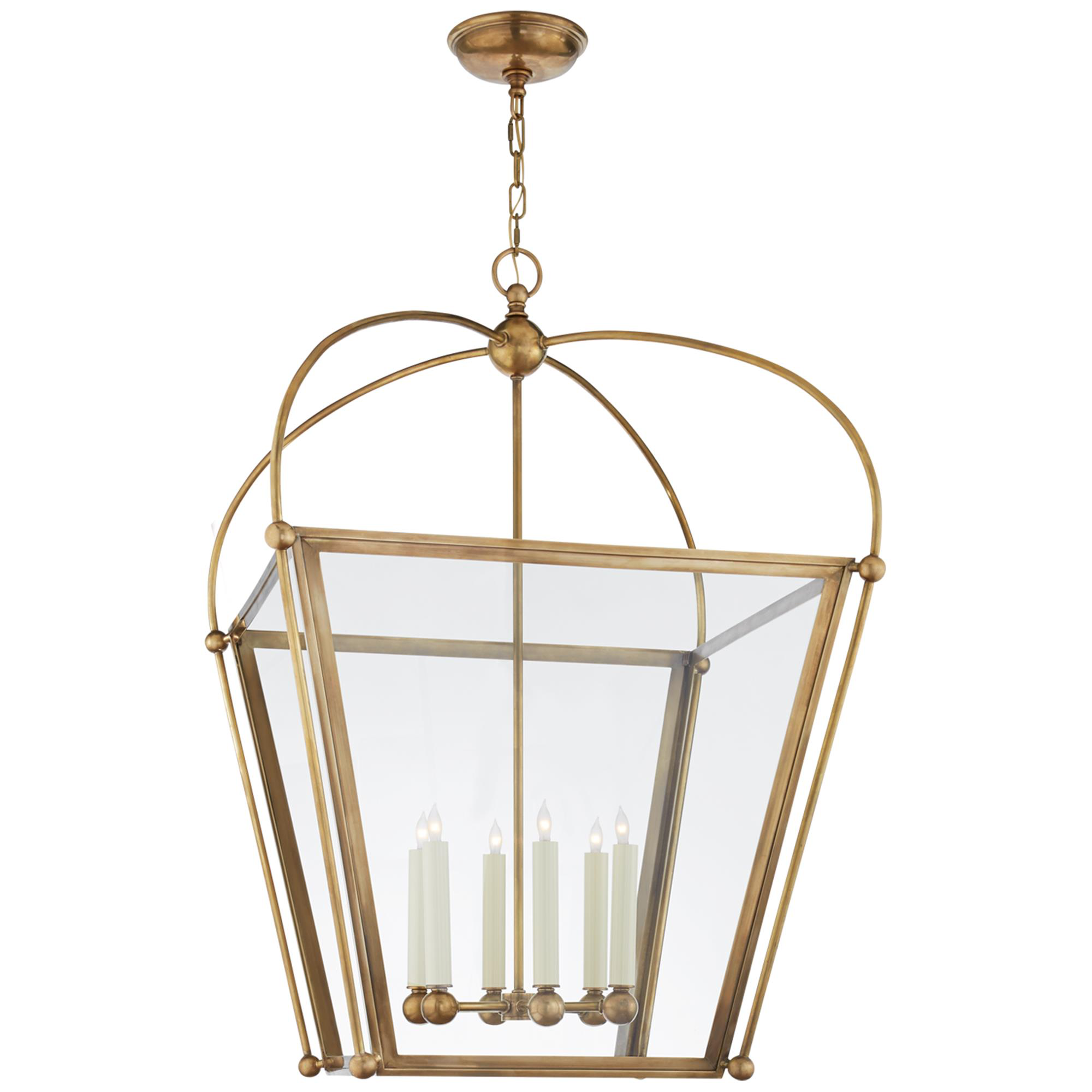 Shown in Antique-Burnished Brass finish and Clear glass