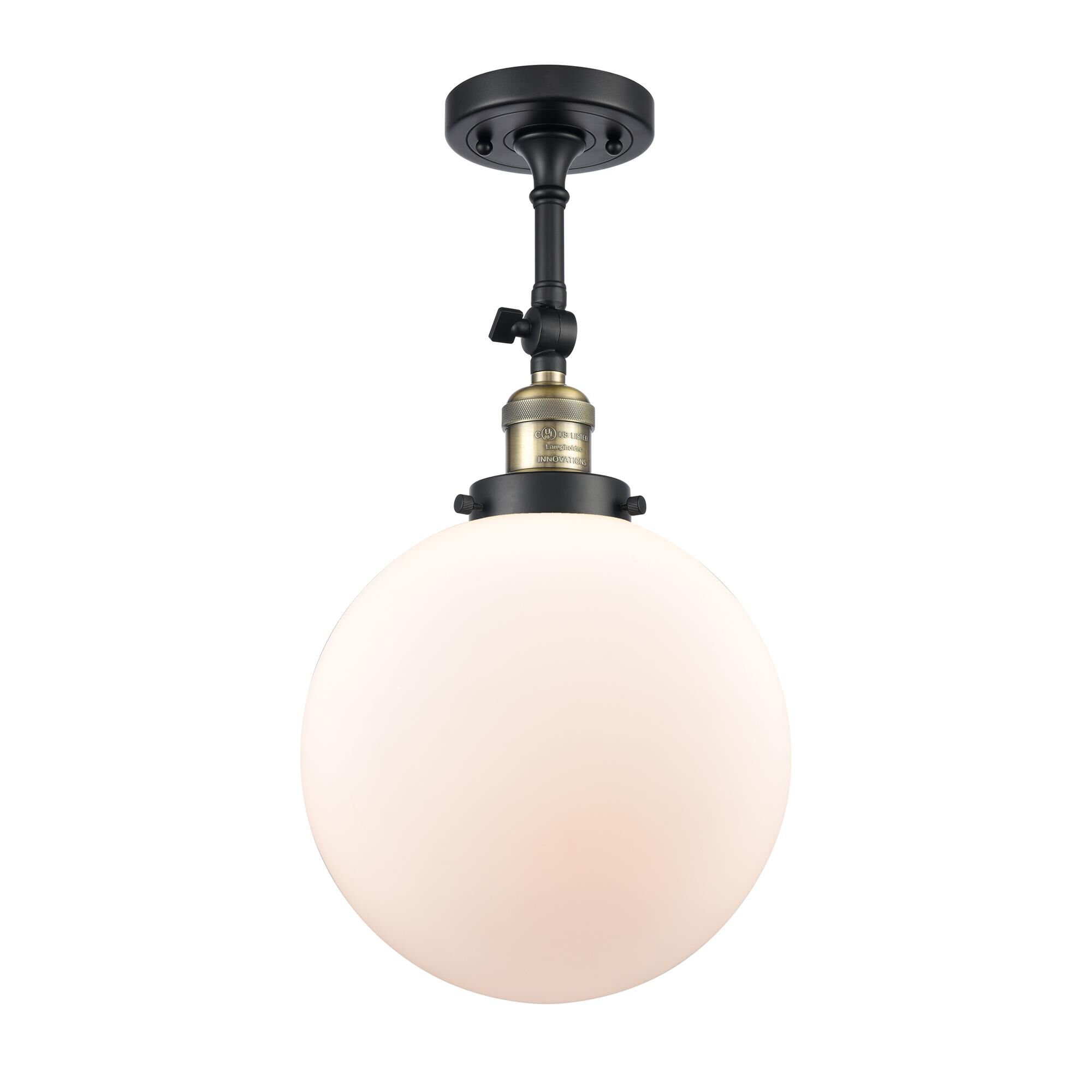 Shown in Black Antique Brass finish and Frosted glass