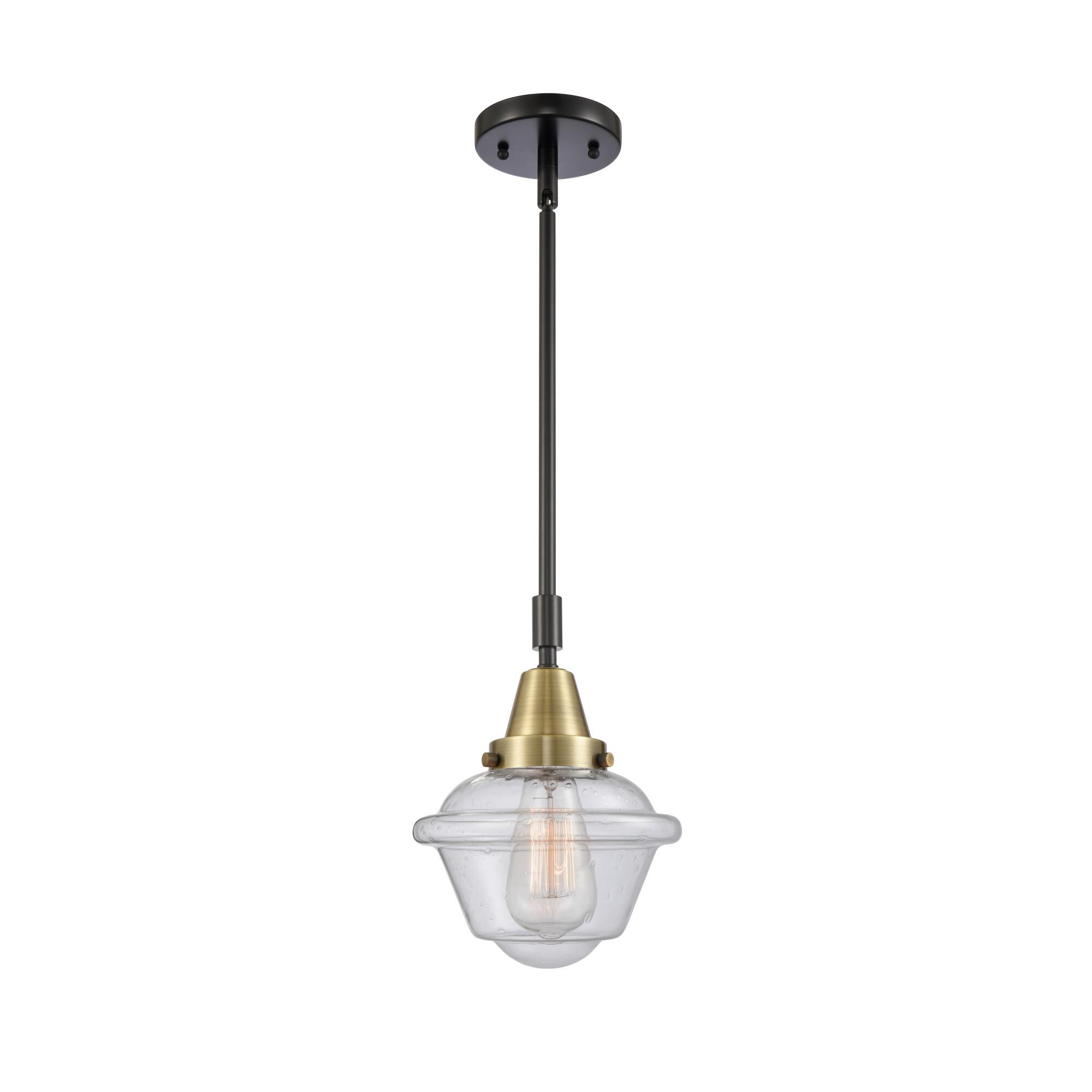 Shown in Black Antique Brass finish and Seedy Small Oxford glass