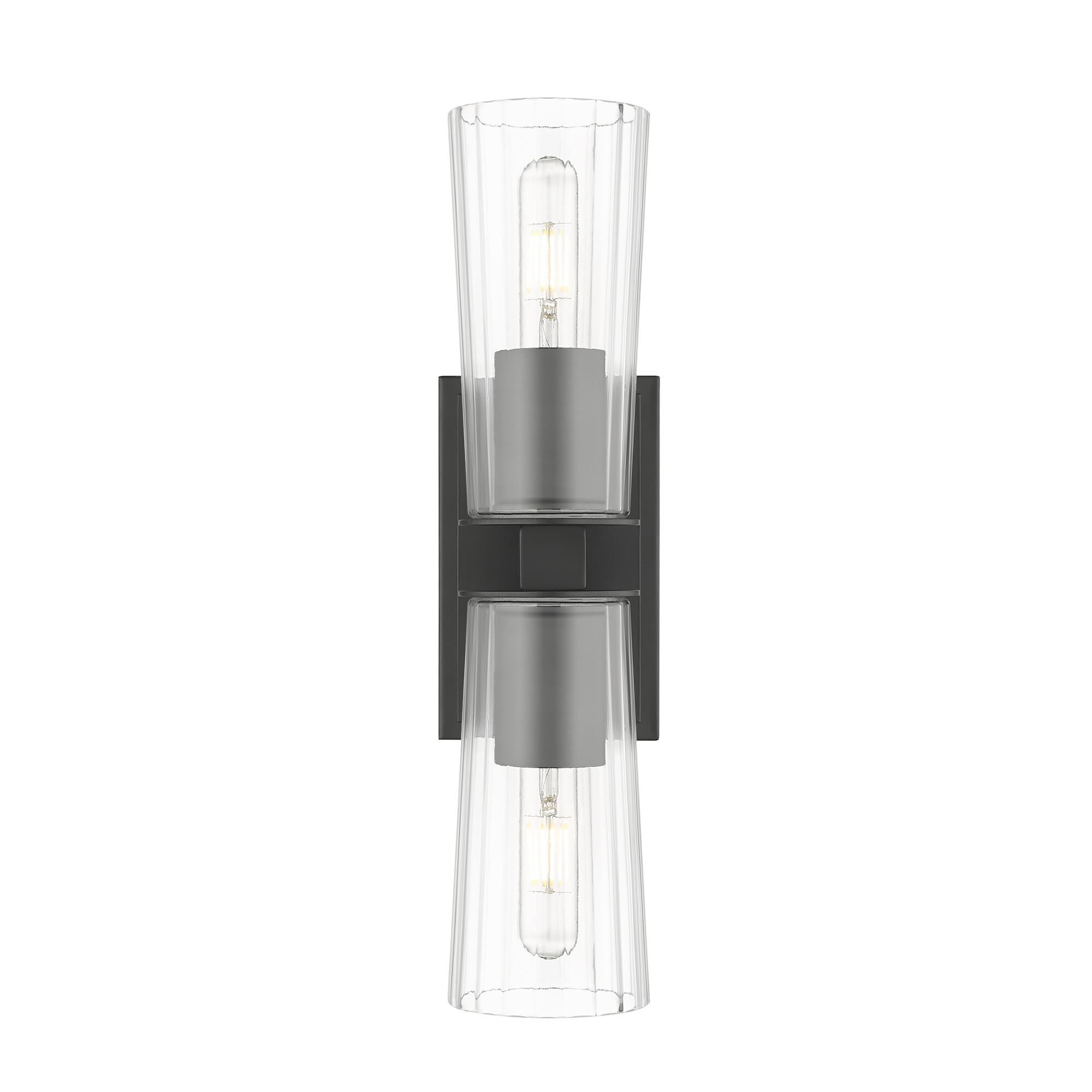 Shown in Matte Black finish and Clear glass and Clear shade