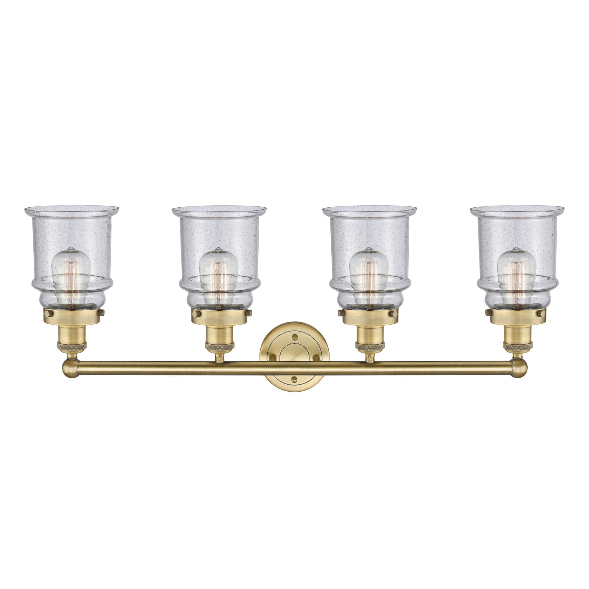 Shown in Brushed Brass finish and Seedy glass