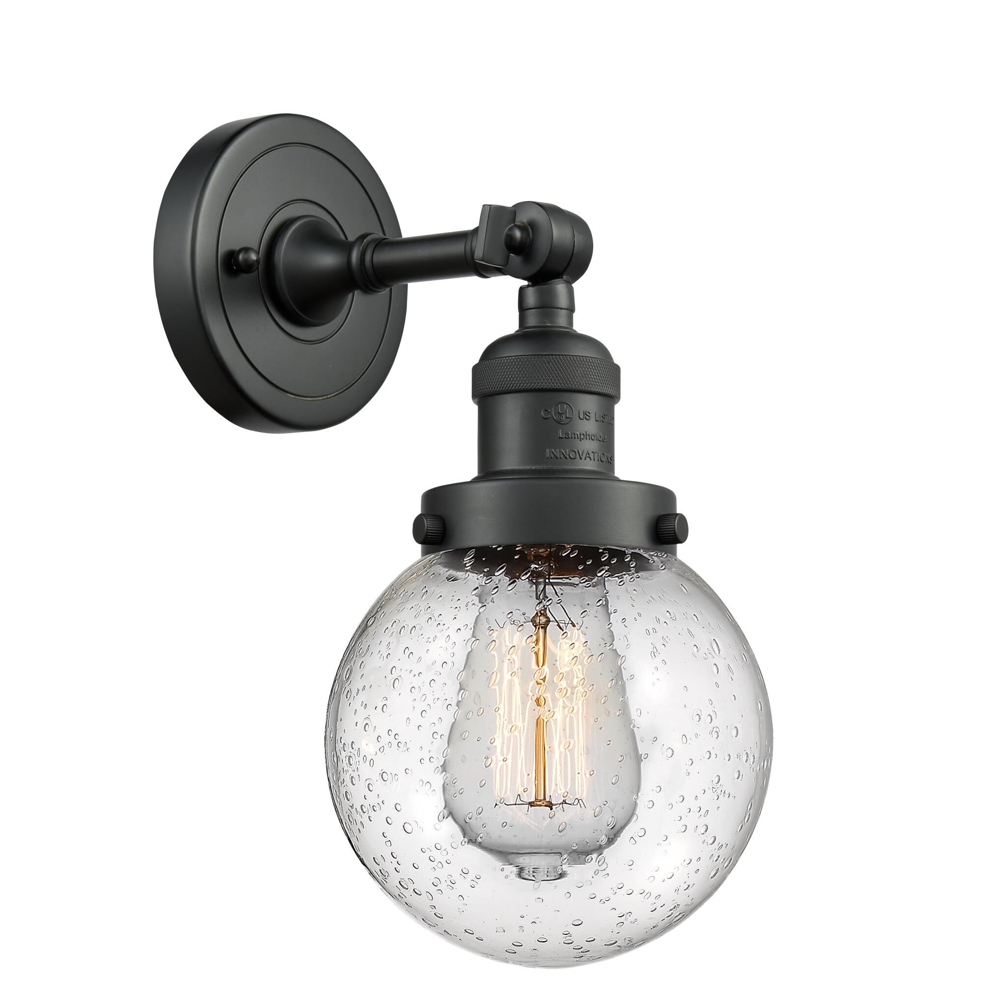 Shown in Matte Black finish and Seedy glass