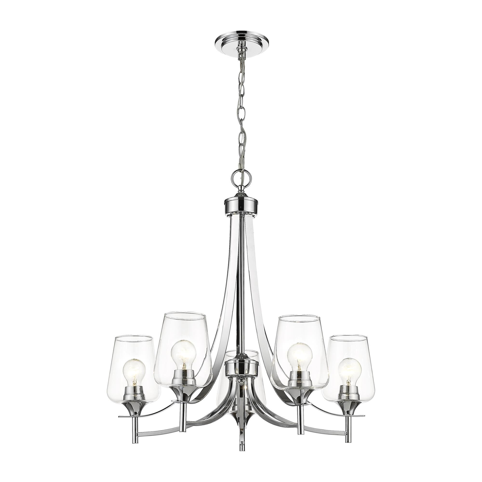 Shown in Chrome finish and Glass shade