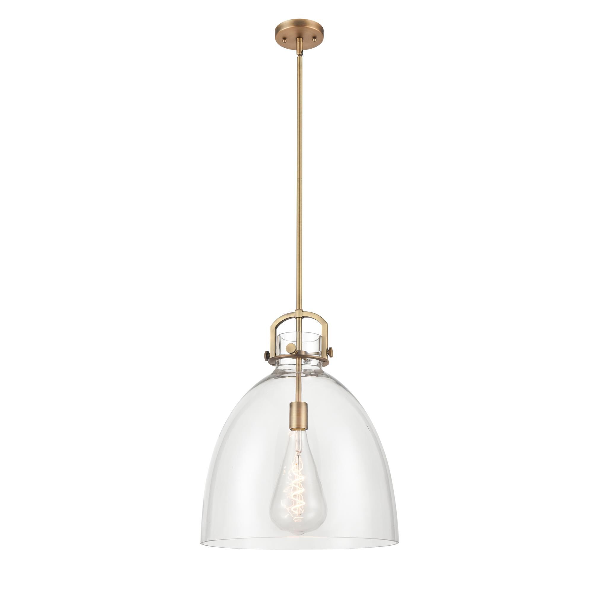 Shown in Brushed Brass finish and Clear glass