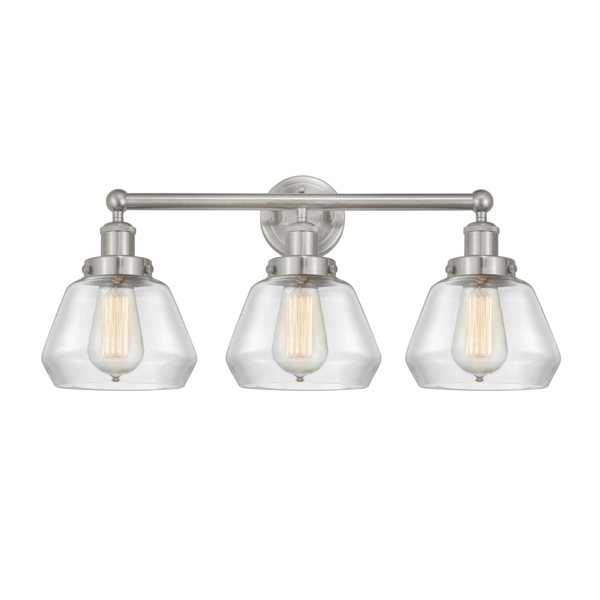 Shown in Brushed Satin Nickel, Clear finish and Clear glass and Clear Glass shade