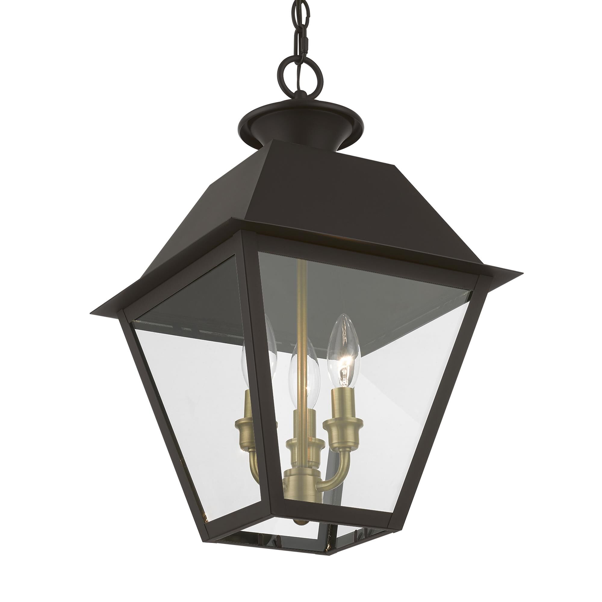 Shown in Bronze with Antique Brass Finish Cluster finish and Clear glass