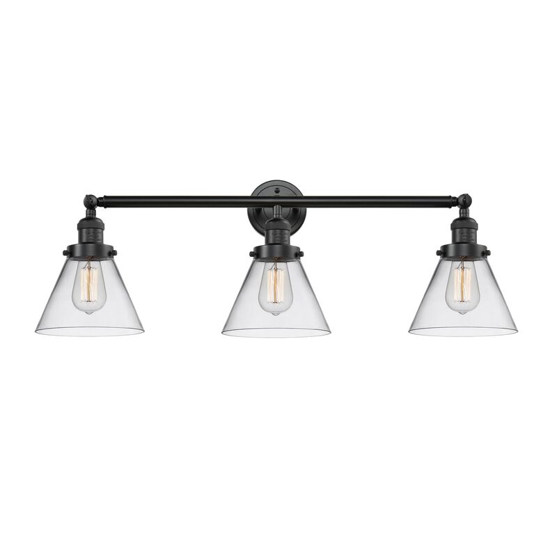 Bruno Marashlian Large Cone 32 Inch 3 Light Bath Vanity Light by Innovations Lighting