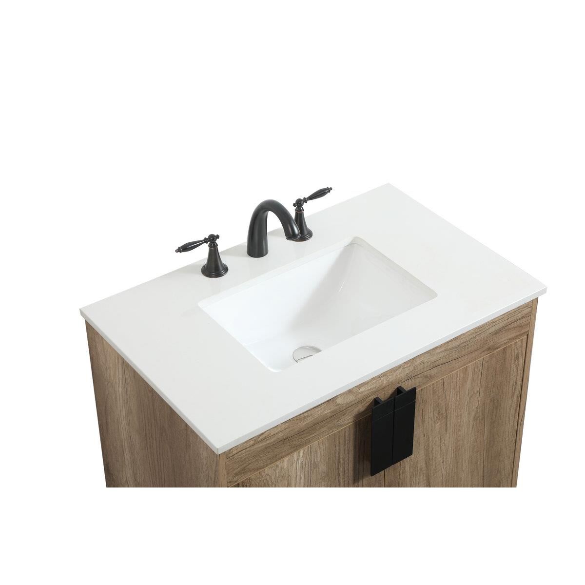 Shown in Natural Oak finish and Without Backsplash accent