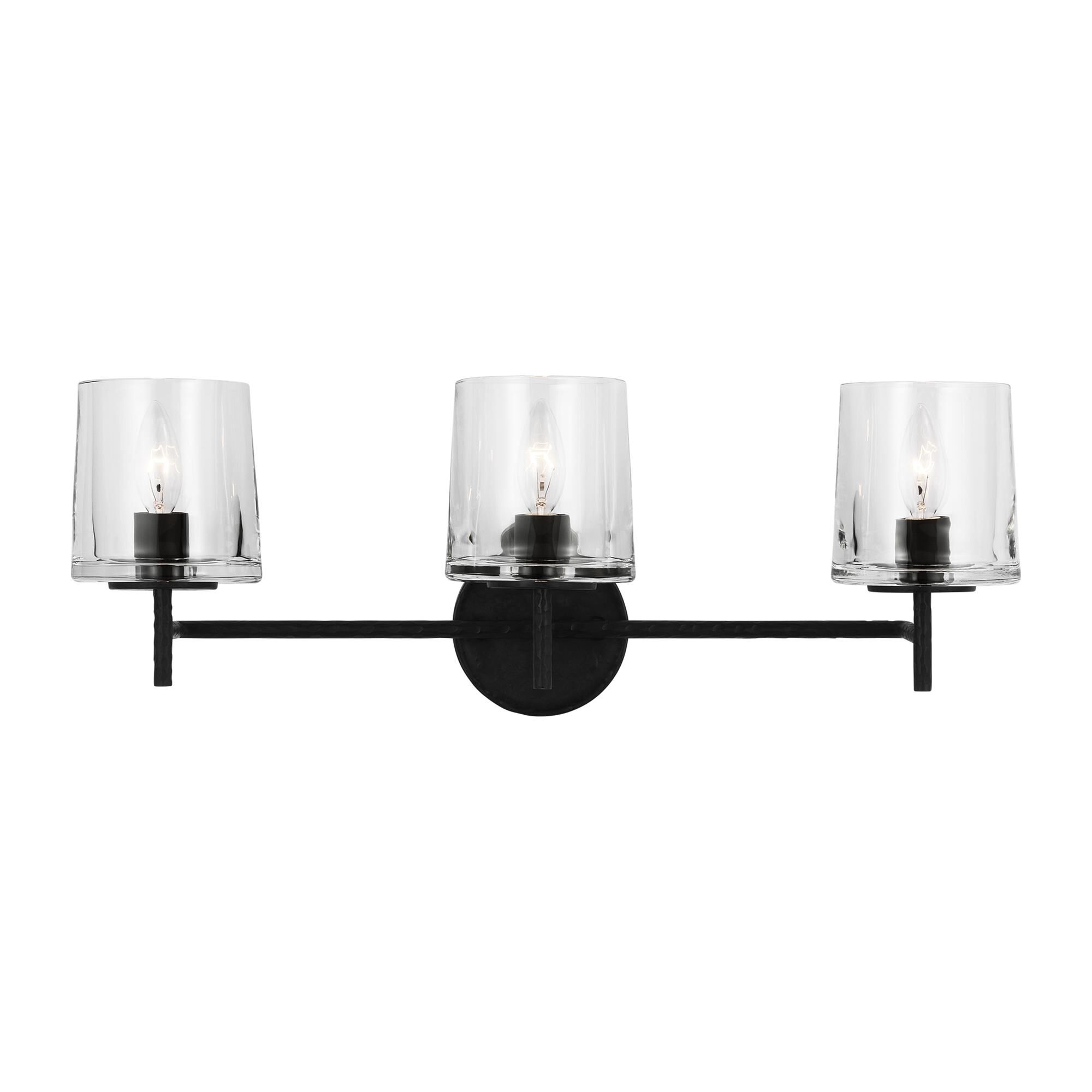 Shown in Aged Iron finish and Clear Glass s shade