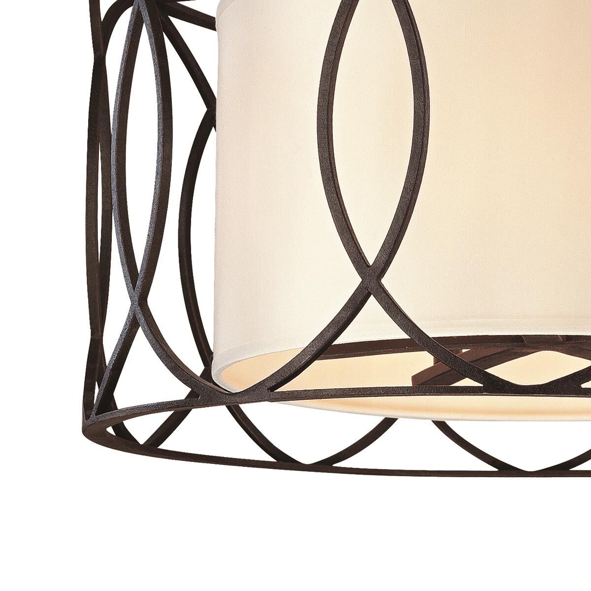 Shown in Deep Bronze finish and White glass and Hardback Linen shade