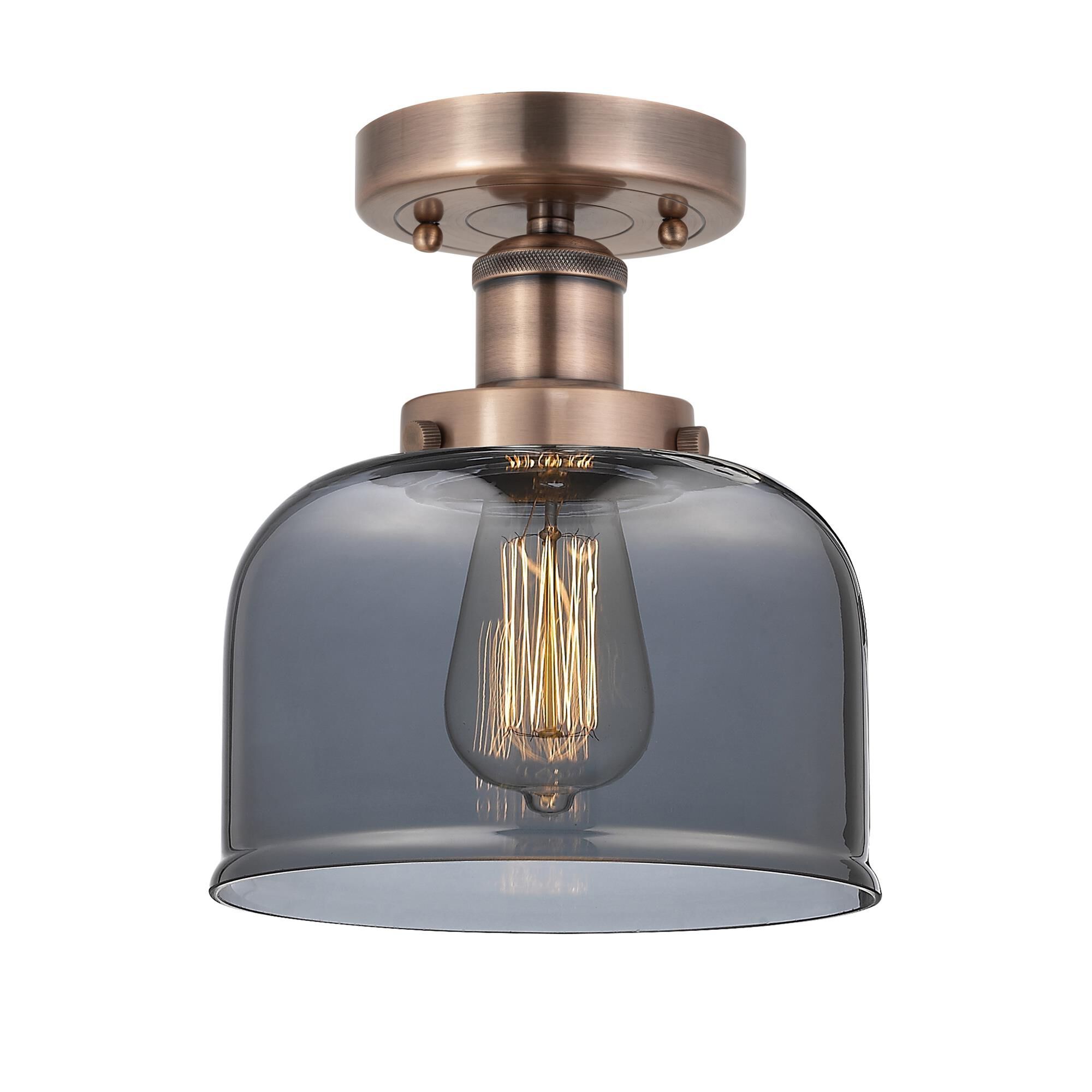 Shown in Antique Copper finish and Plated Smoke glass