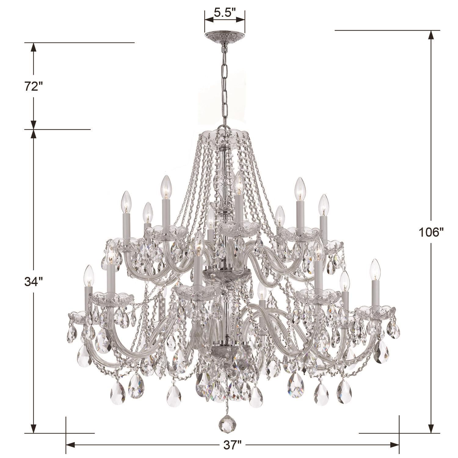 Traditional Crystal 37 Inch 16 Light Chandelier by Crystorama