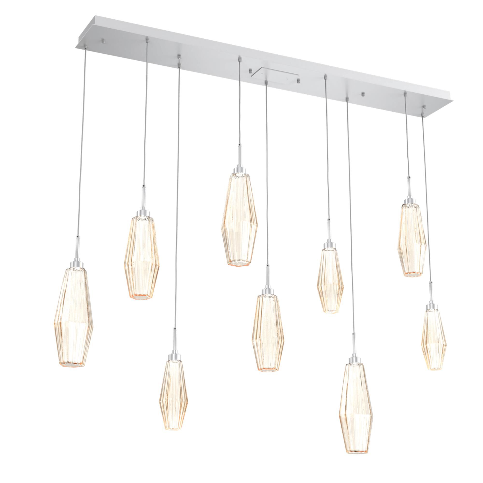 Shown in Classic Silver finish and Optic Rib Blown And Amber glass