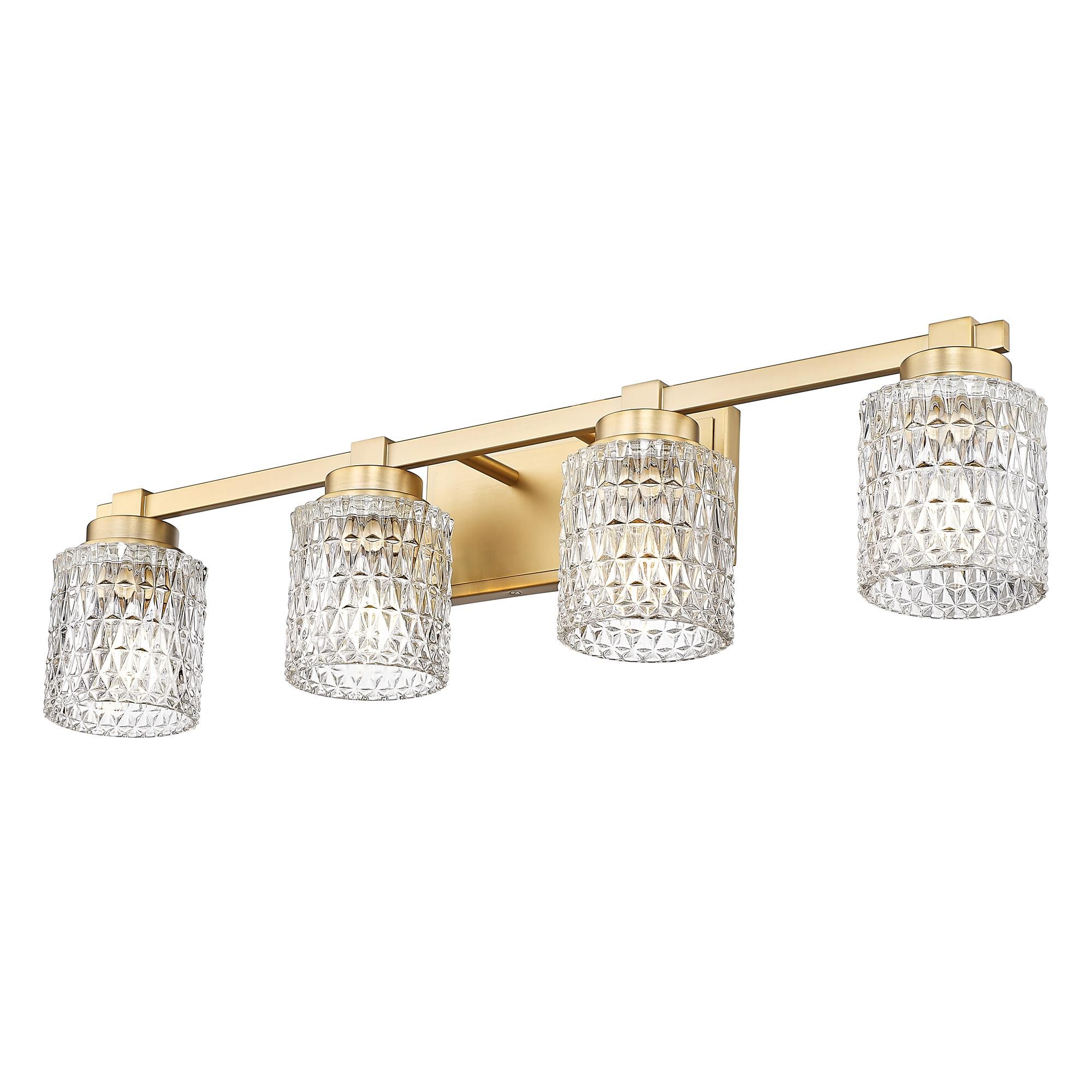 Shown in Modern Gold finish and Clear Diamond glass