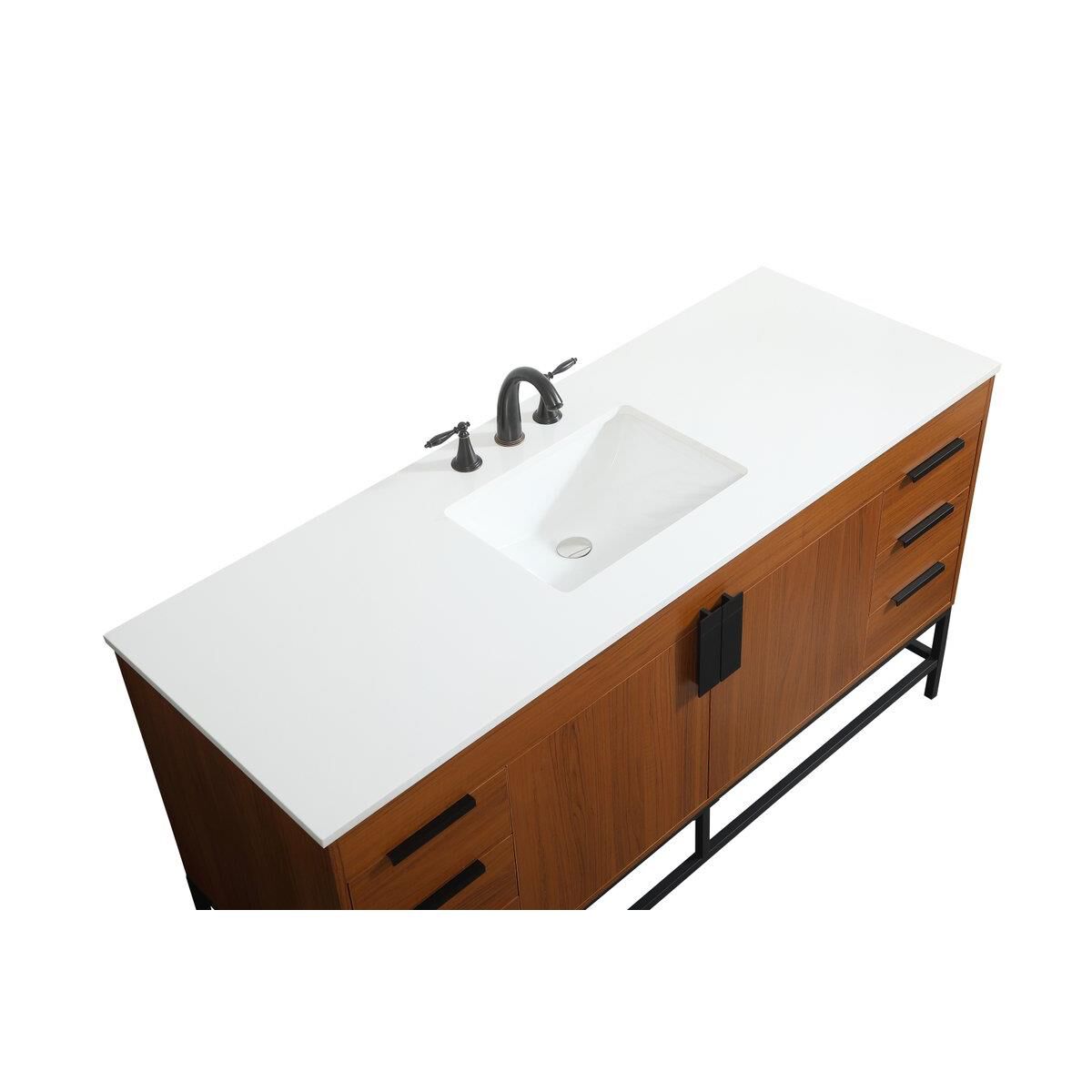 Shown in Teak finish and Without Backsplash accent