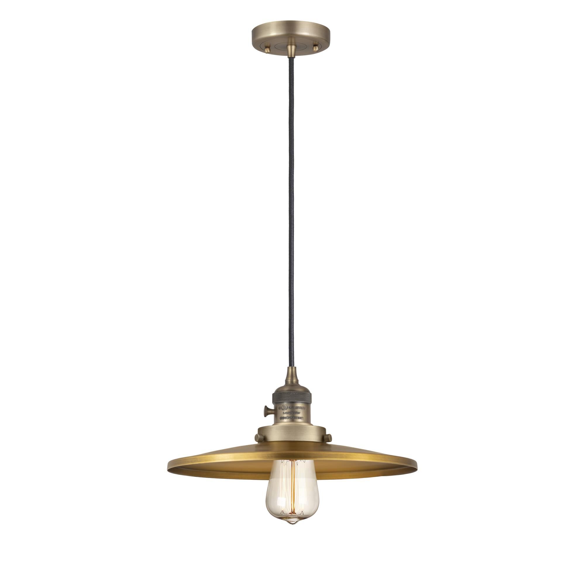 Shown in Brushed Brass finish and Brushed Brass shade