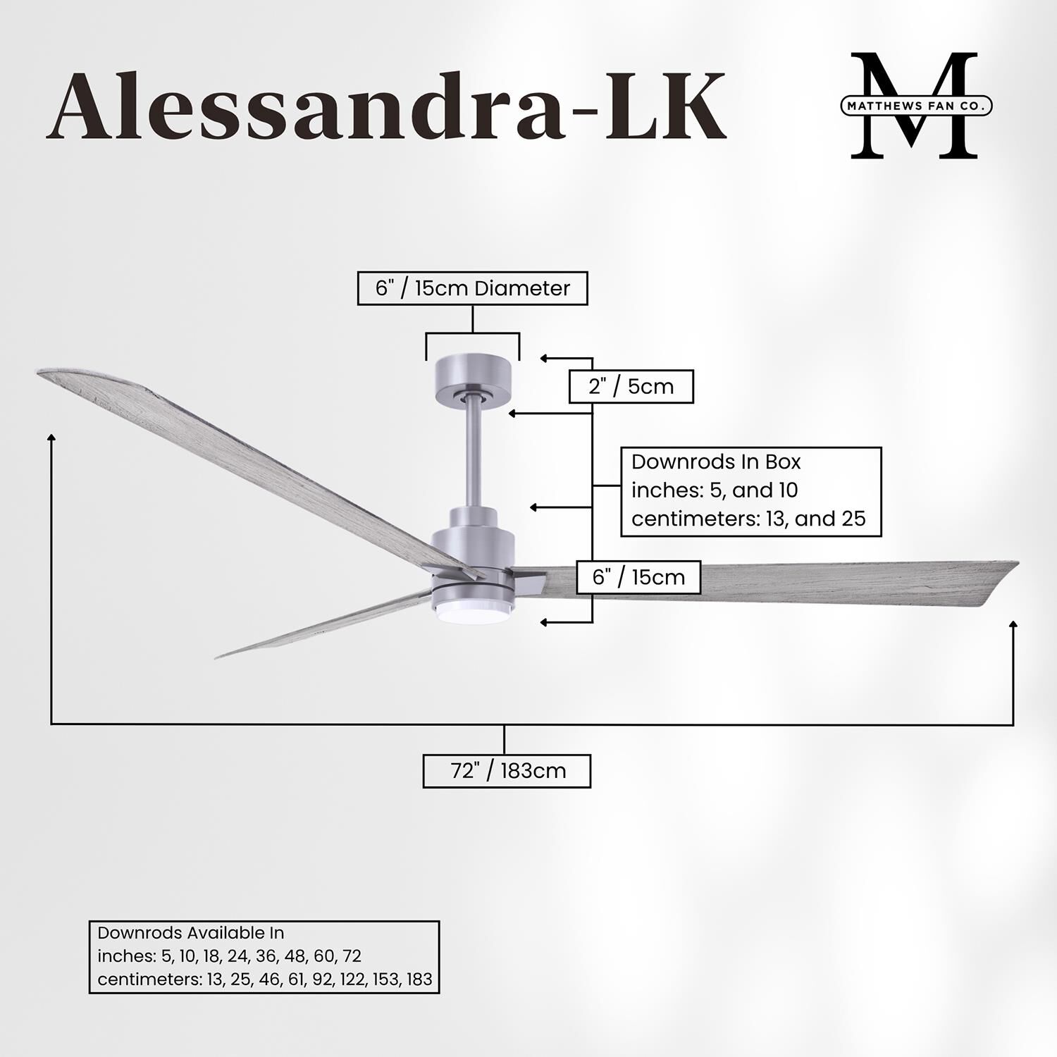 Alessandra 72 Inch Ceiling Fan by Matthews Fan Company