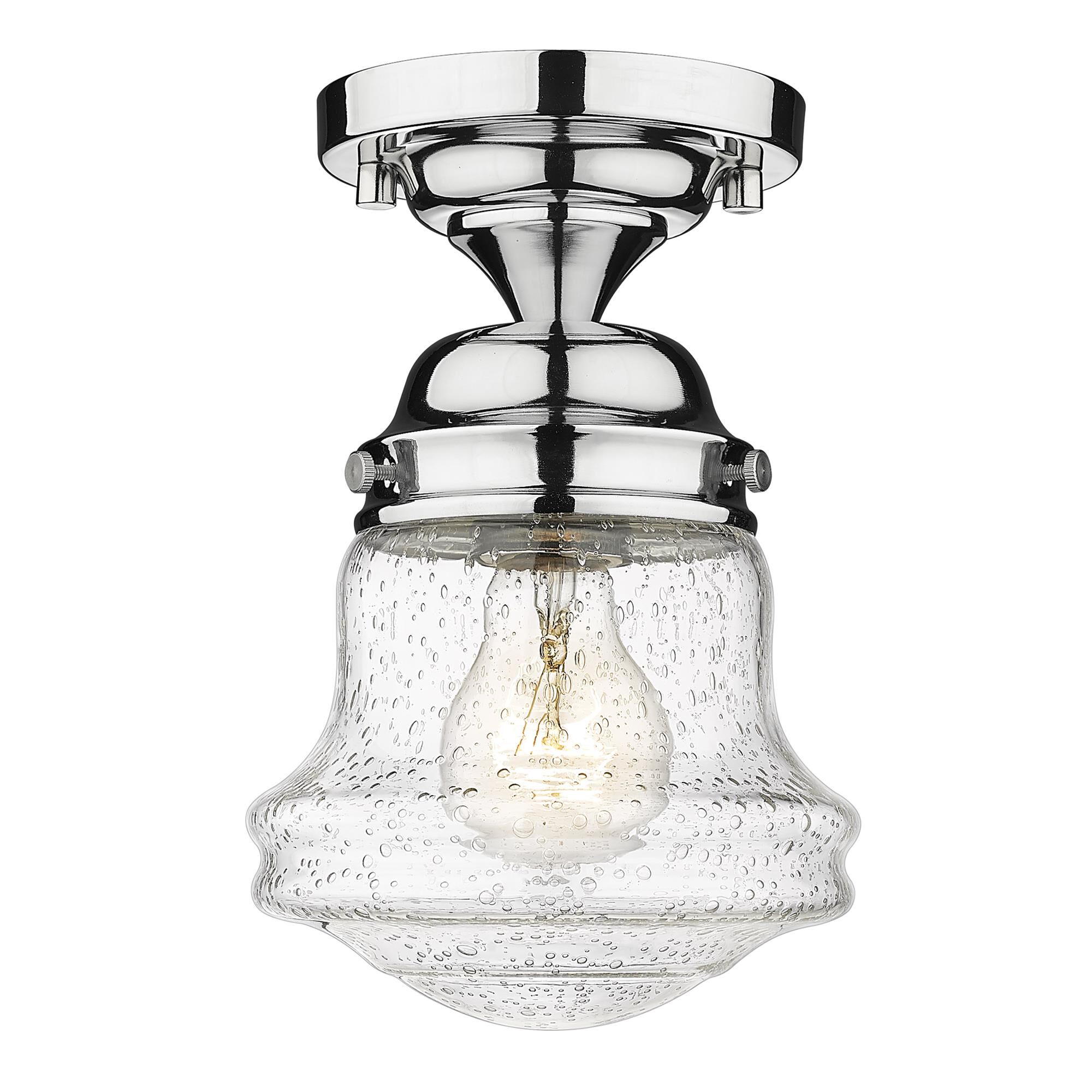 Shown in Chrome finish and Clear Seedy glass