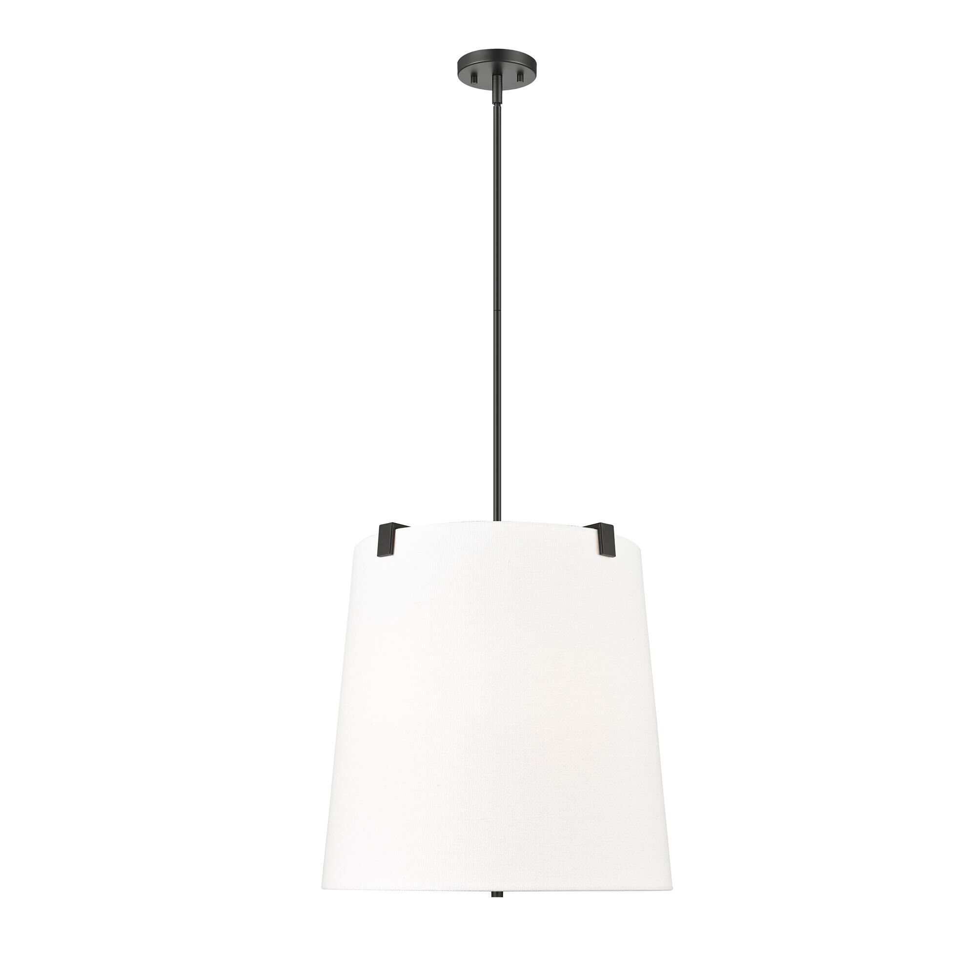 Shown in Matte Black finish and White Linen glass and White Linen shade
