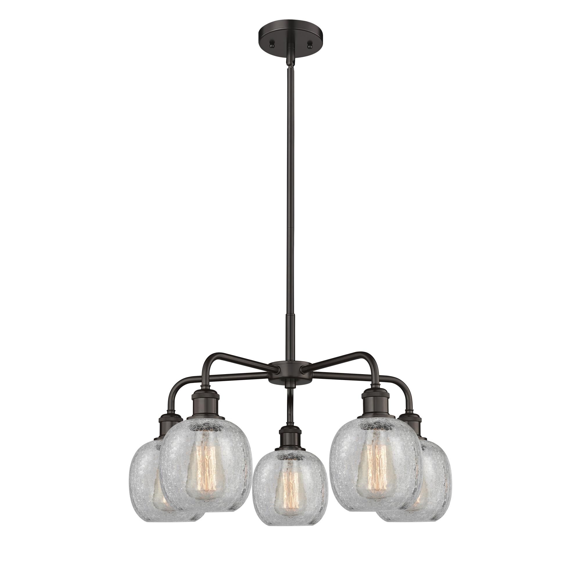 Shown in Oil Rubbed Bronze finish and Clear Crackle glass