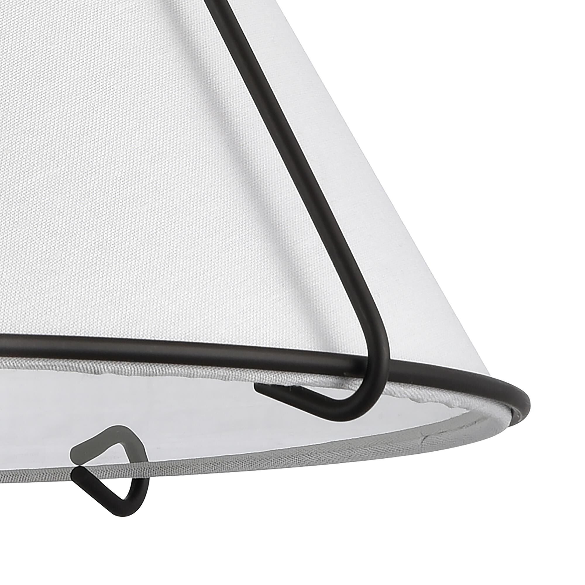 Shown in Black finish and White Linen Fabric shade