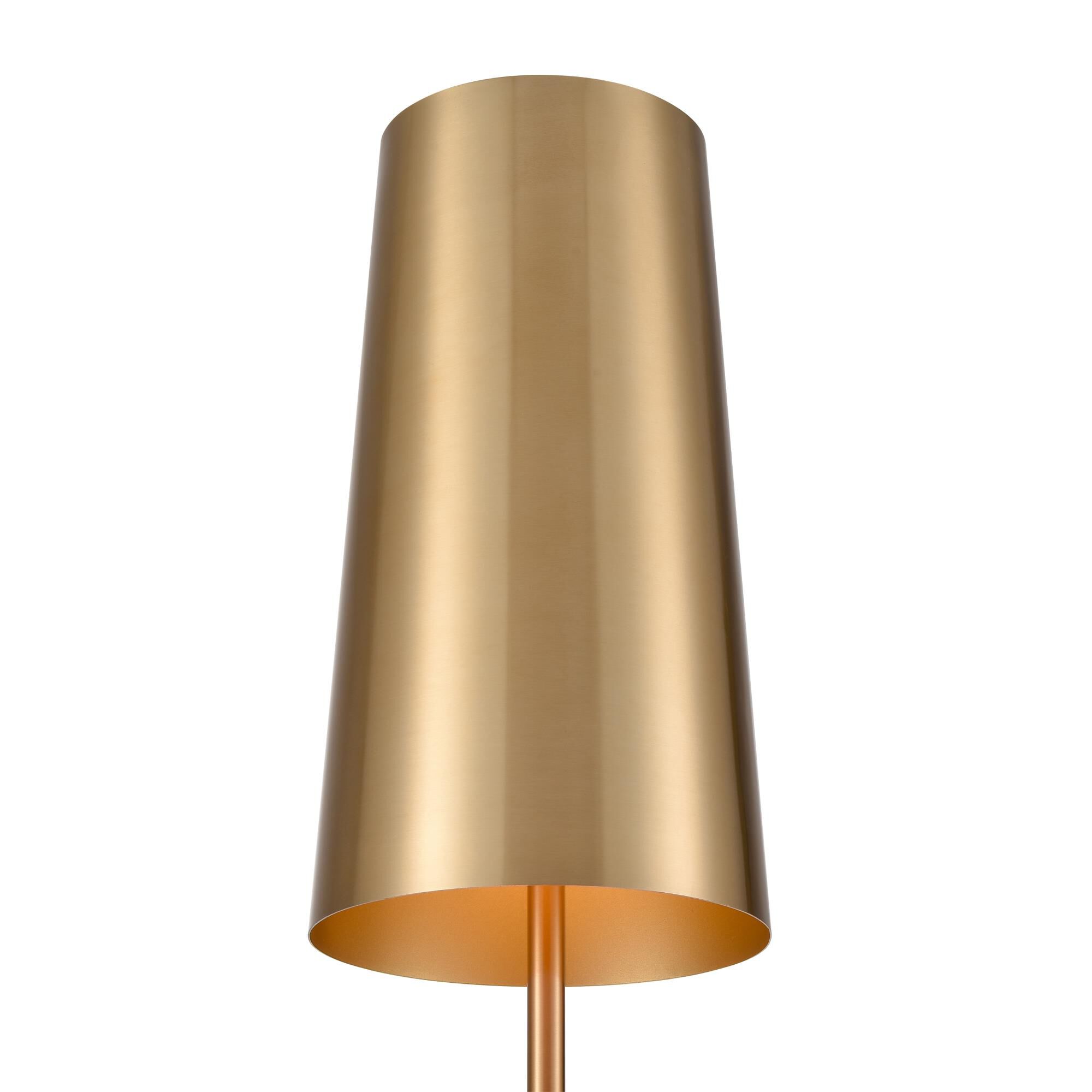 Shown in Aged Brass finish and Metal shade