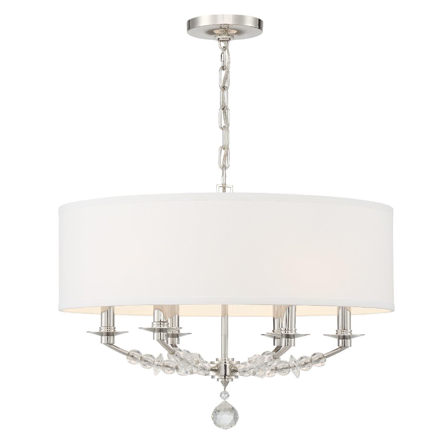 Shown in Polished Nickel finish and Silk glass and Silk shade