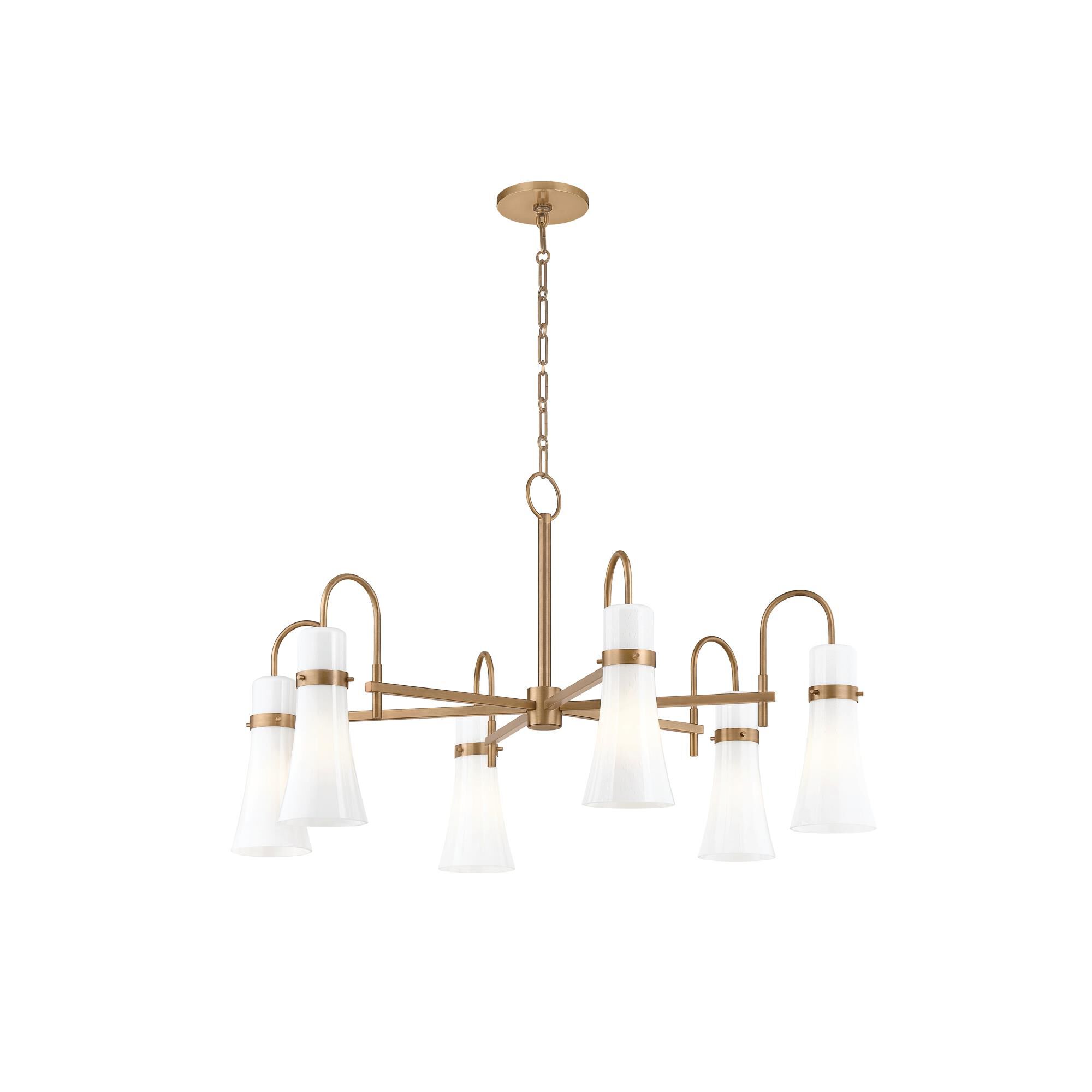 Shown in Patina Brass finish and Seeded Opal glass