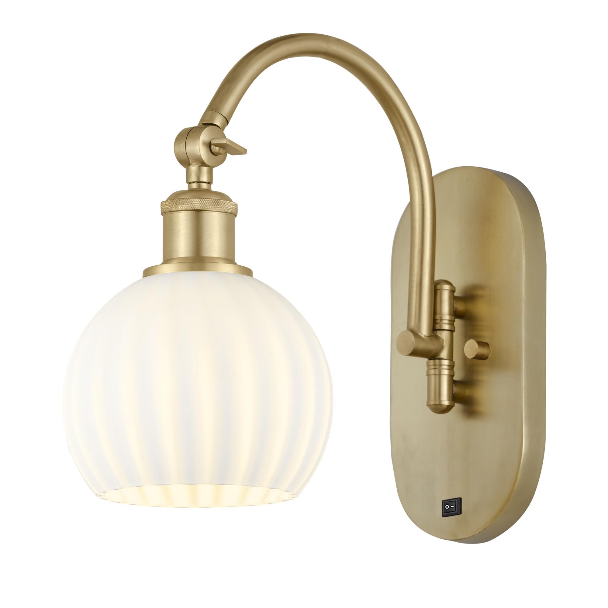 Shown in Satin Gold finish and White Venetian glass