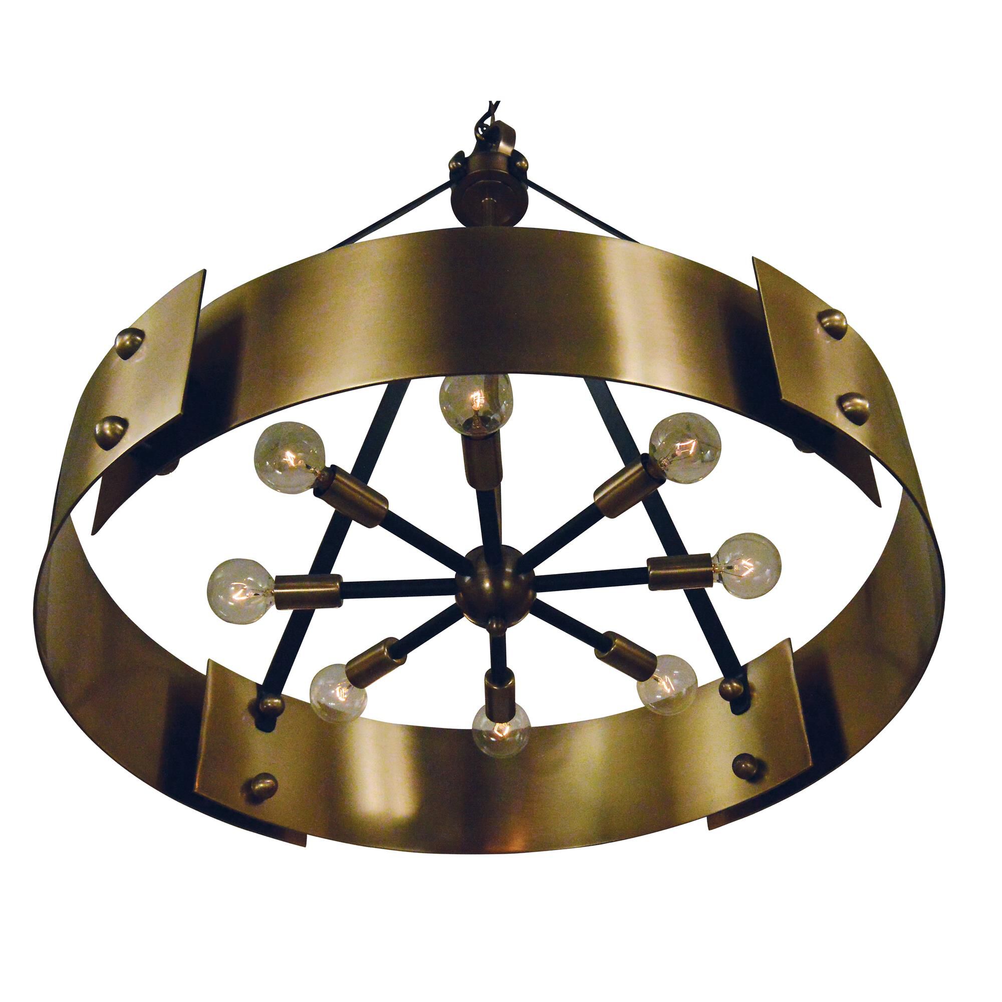 Shown in Antique Brass with Matte Black Accents finish