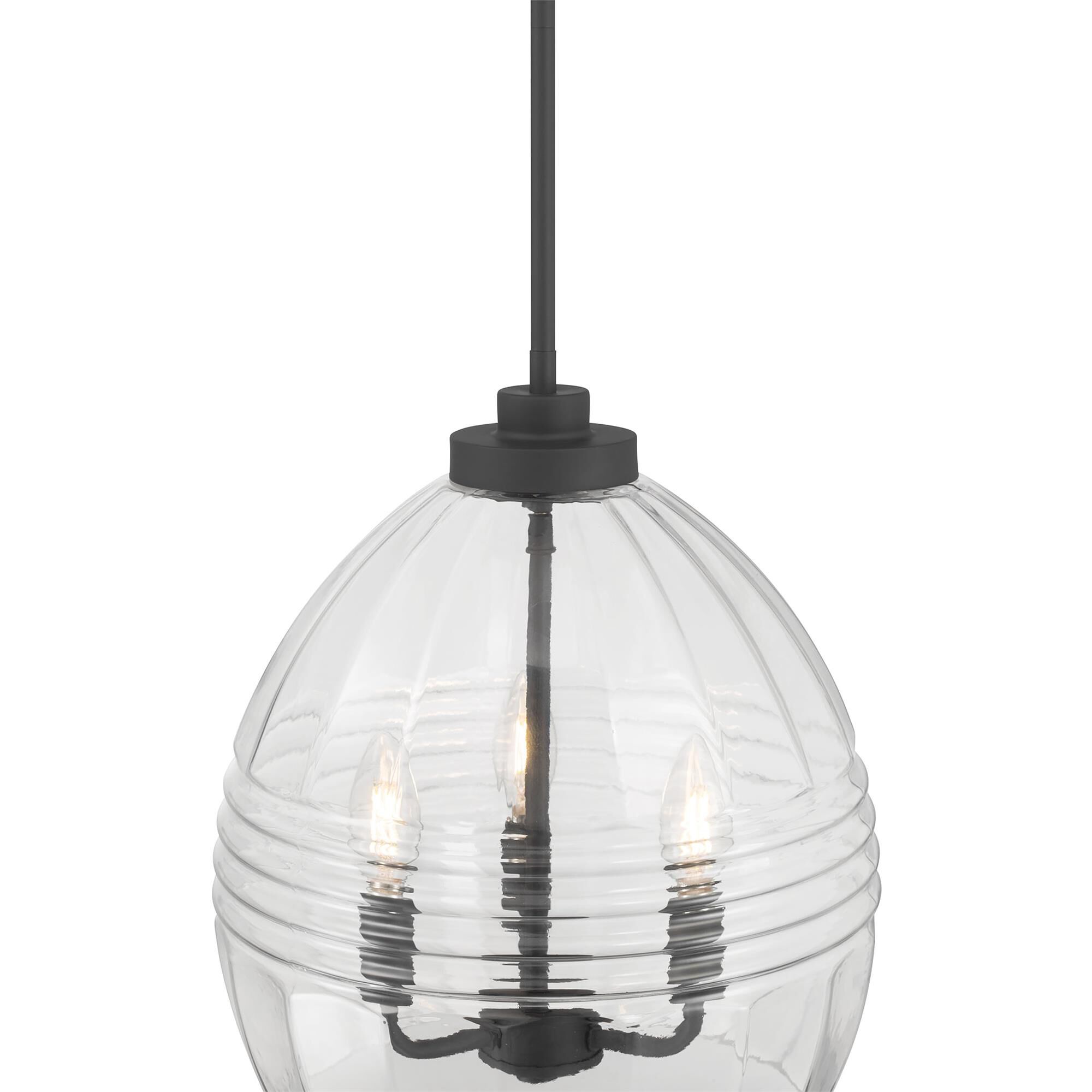 Shown in Matte Black finish and Clear glass