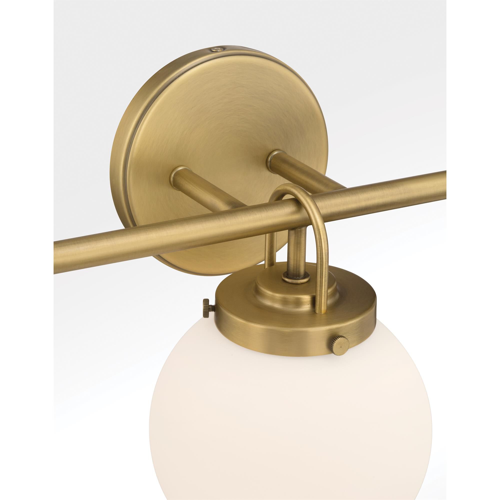 Shown in Legacy Brass finish and Etched White glass