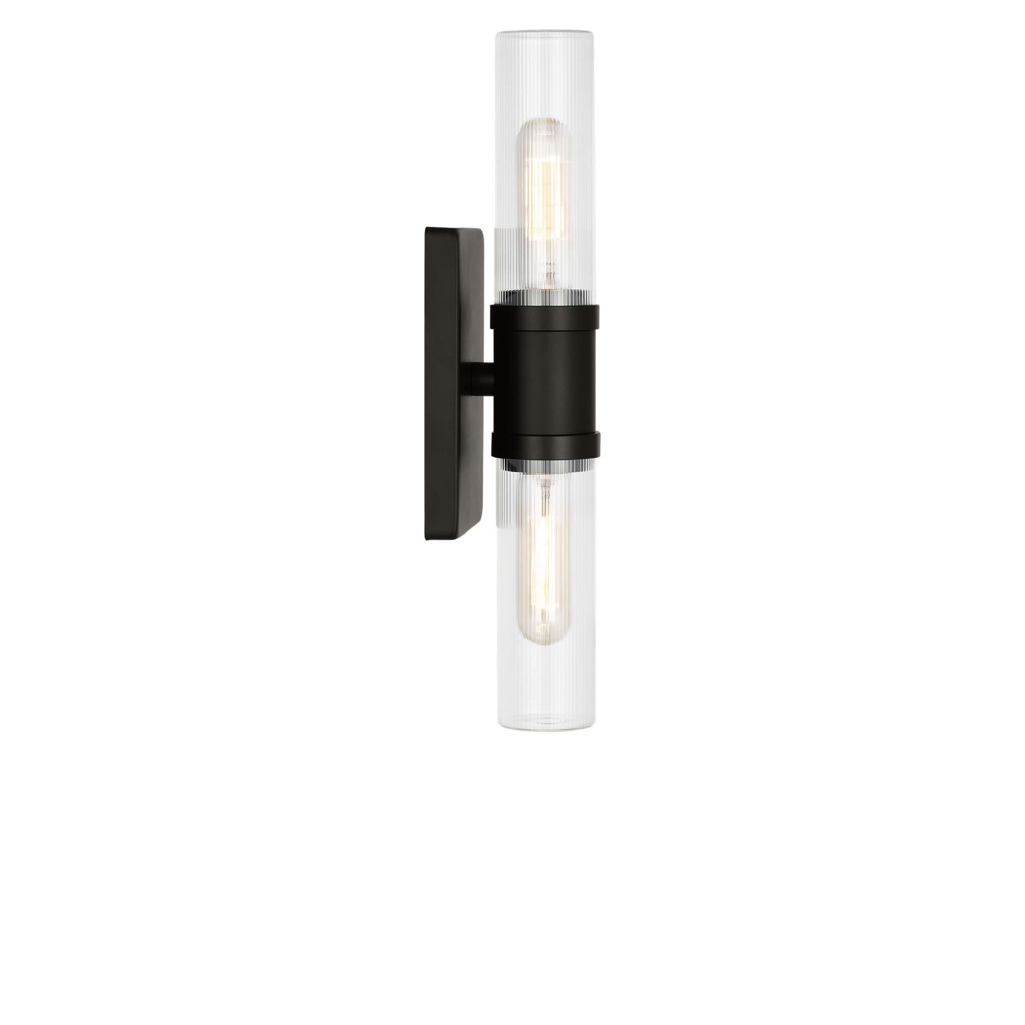 Shown in Midnight Black finish and Clear Fluted glass
