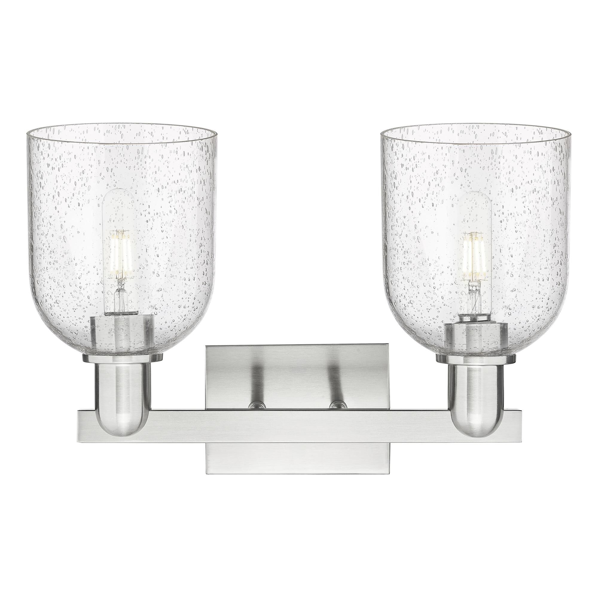 Shown in Brushed Satin Nickel finish and Seedy glass