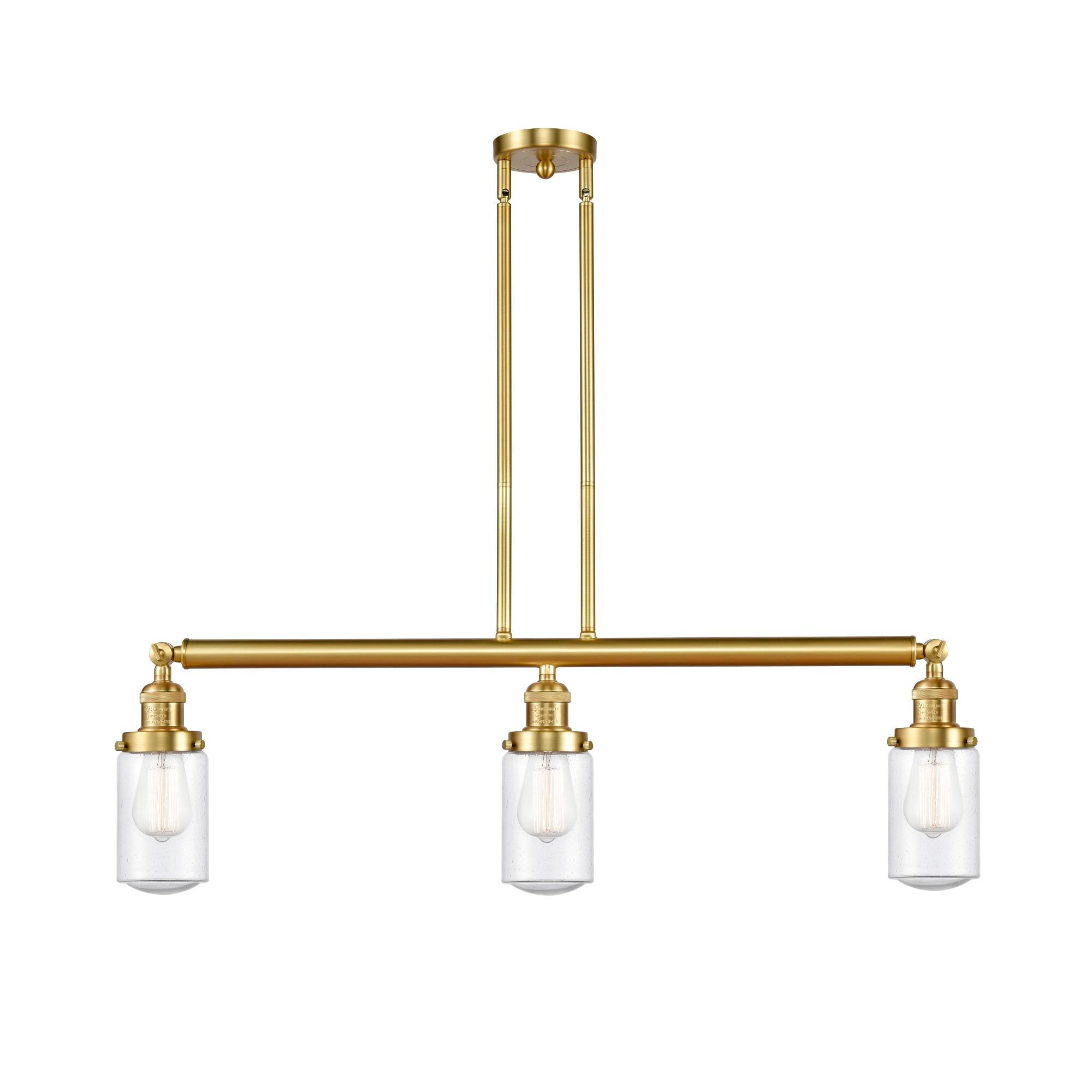 Shown in Satin Gold finish and Seedy Dover glass