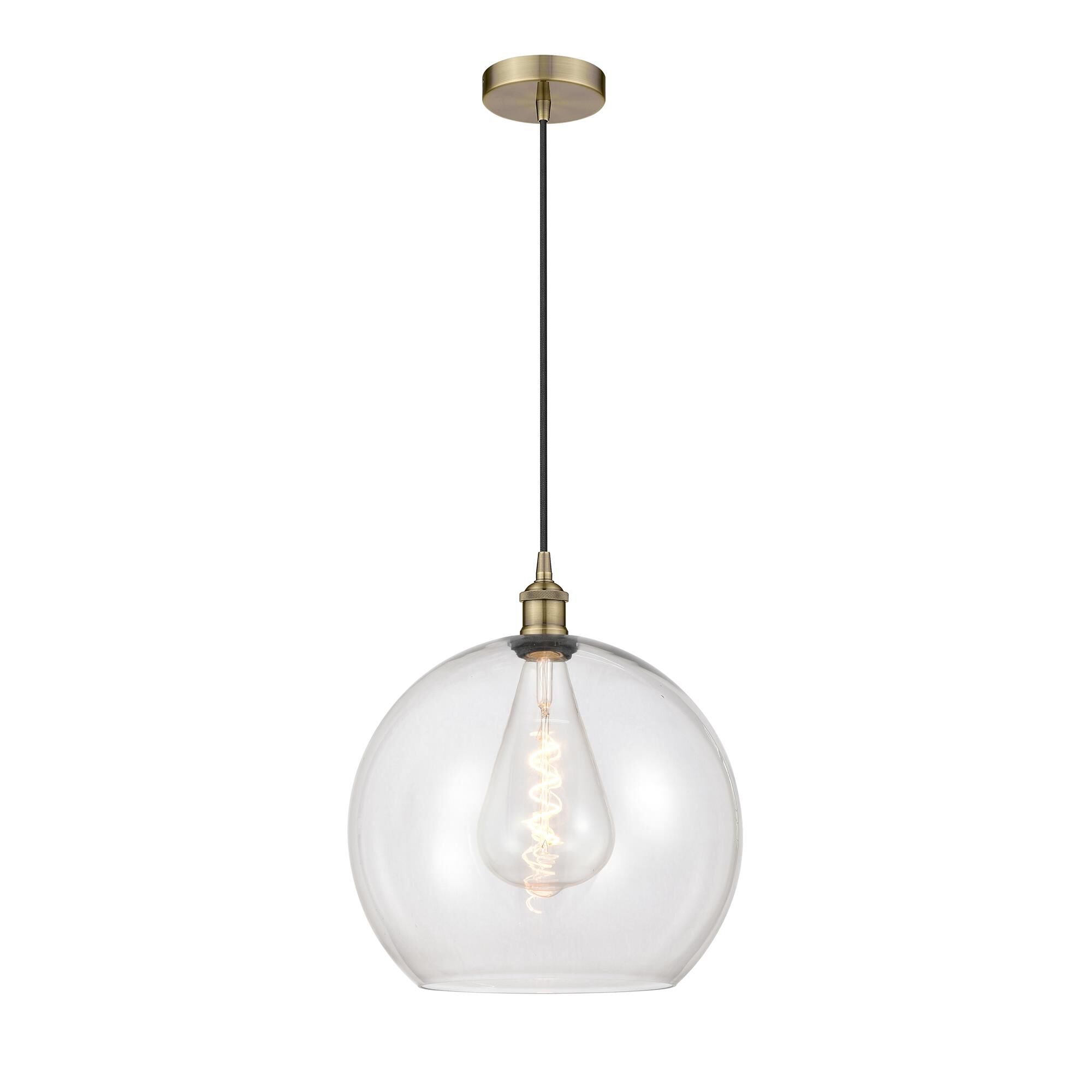 Shown in Antique Brass finish and Clear glass