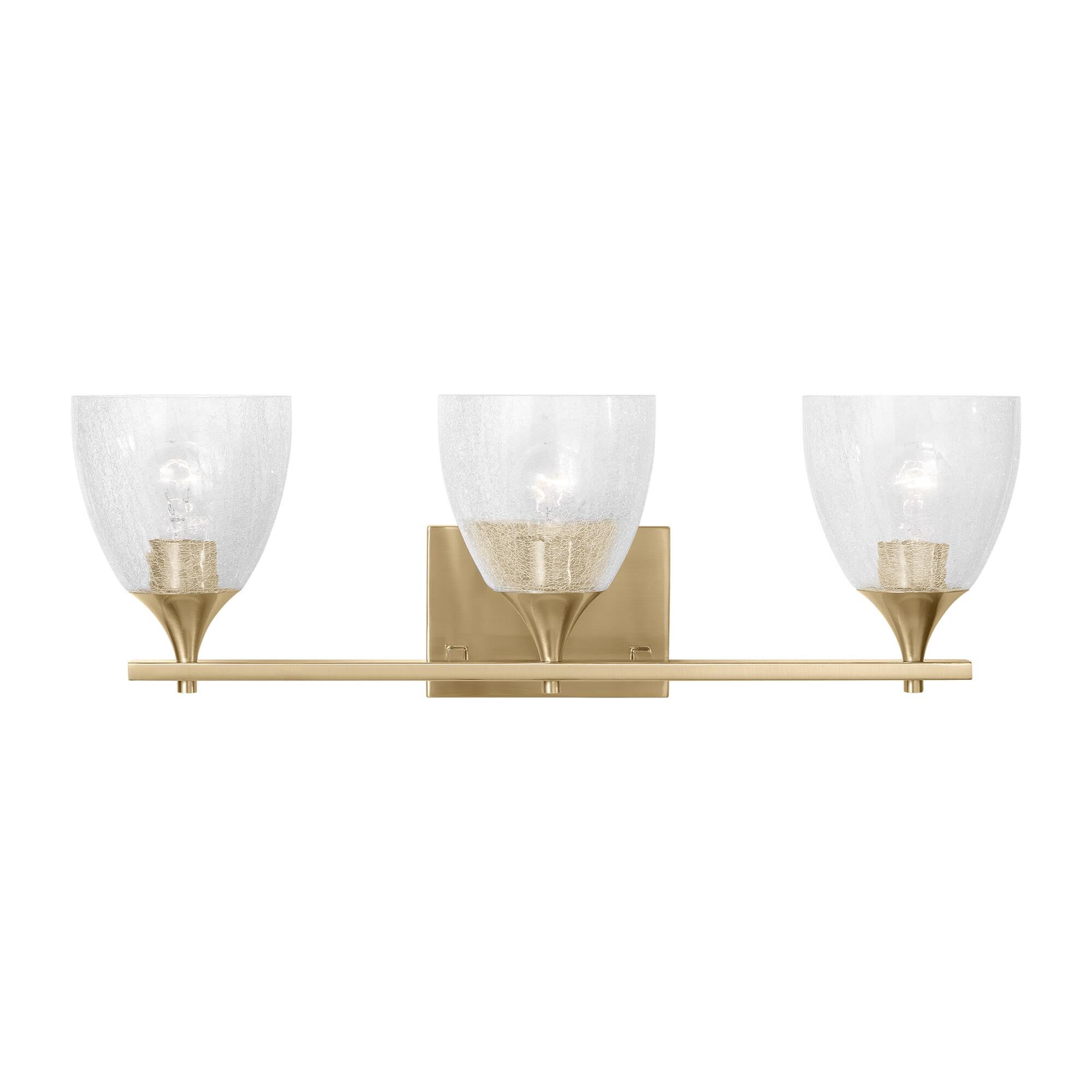 Shown in Satin Brass finish and Clear Crackle glass