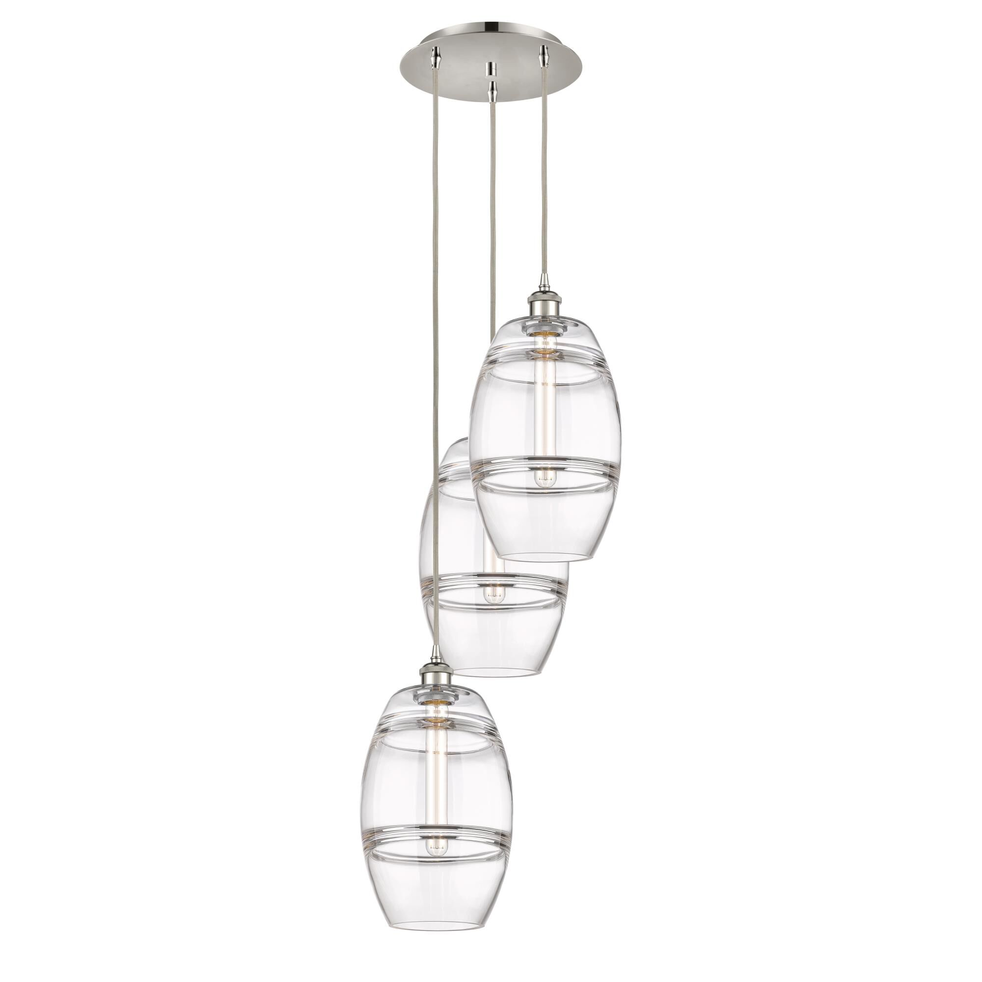 Shown in Polished Nickel finish and Clear glass