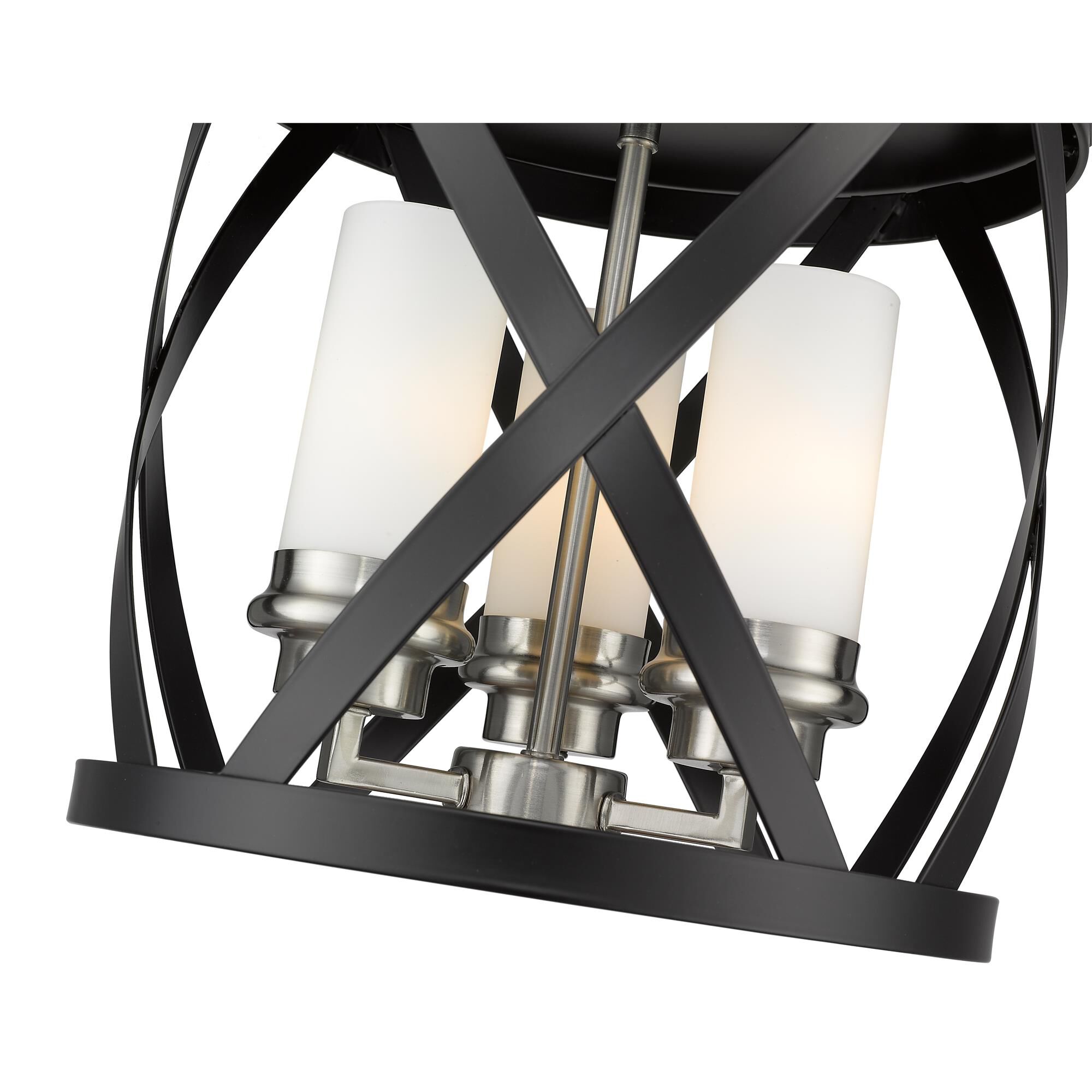 Shown in Matte Black + Brushed Nickel finish and Glass shade