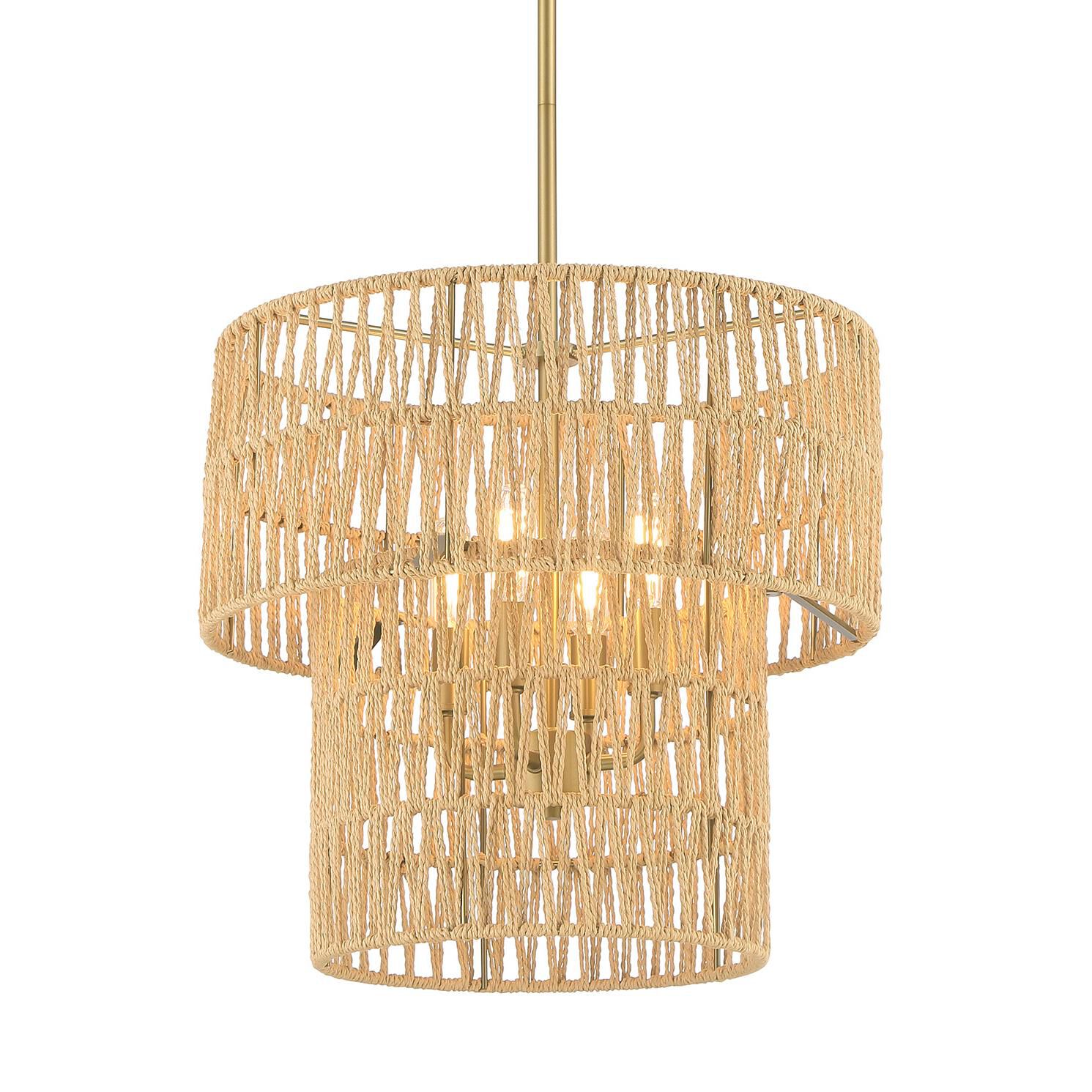 Shown in Soft Brass finish and Papyrus Rope shade