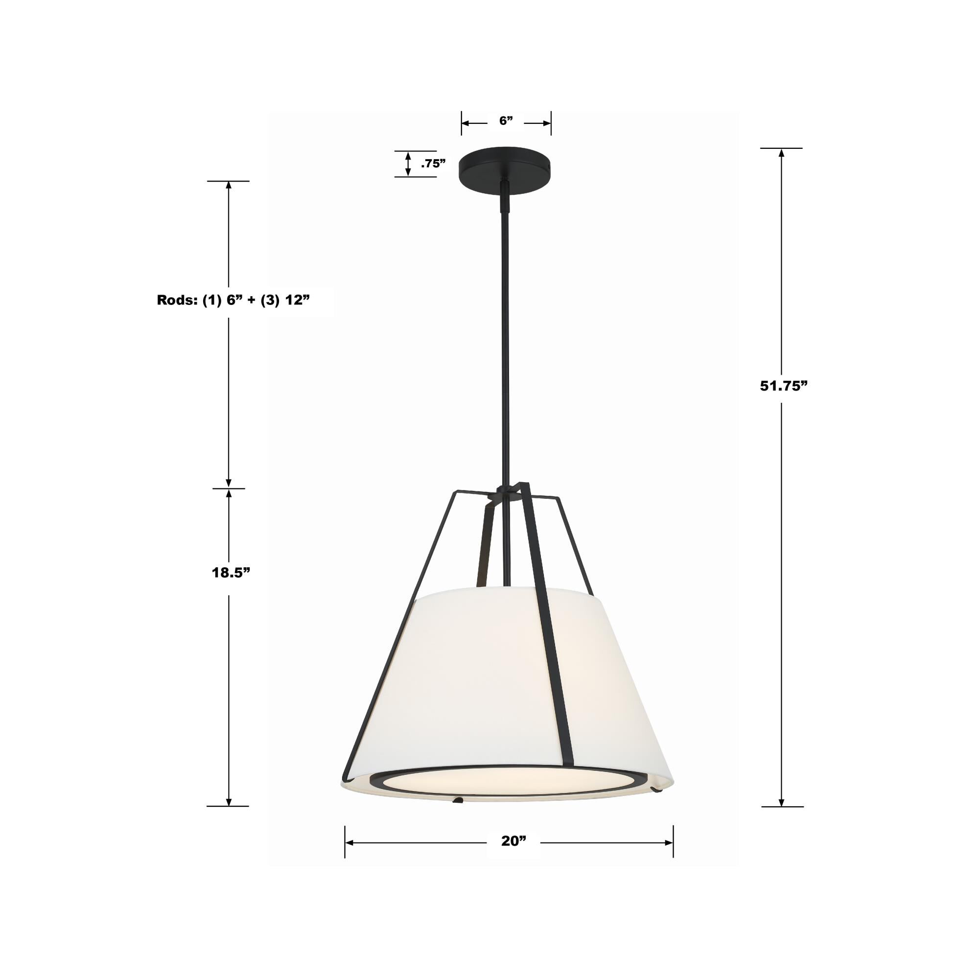 Shown in Black finish and Fabric glass and White shade